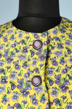 Single breast short jacket with violette 's print Giani Versace Couture