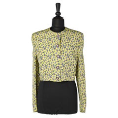 Single breast short jacket with violette 's print Giani Versace Couture 
