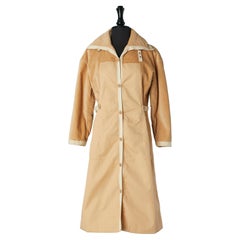 Single-breasted beige cotton and Corduroy coat Courrèges Circa 1970's