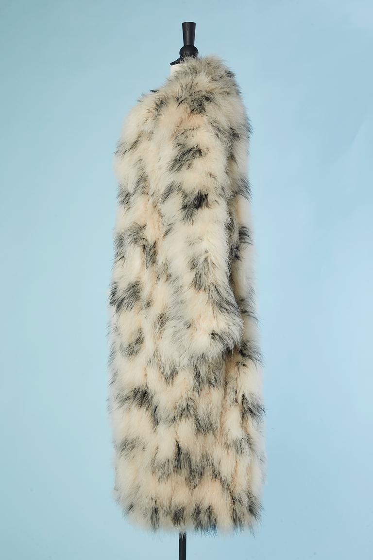 Women's Single breasted black spotted ivory feather coat Circa 1980's 