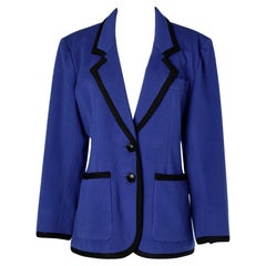 Single- breasted blue and black wool blazer Yves Saint Laurent Rive Gauche