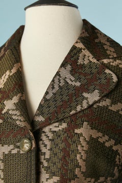 Single-breasted brown and kaki jacquard jacket Christian Lacroix Bazar