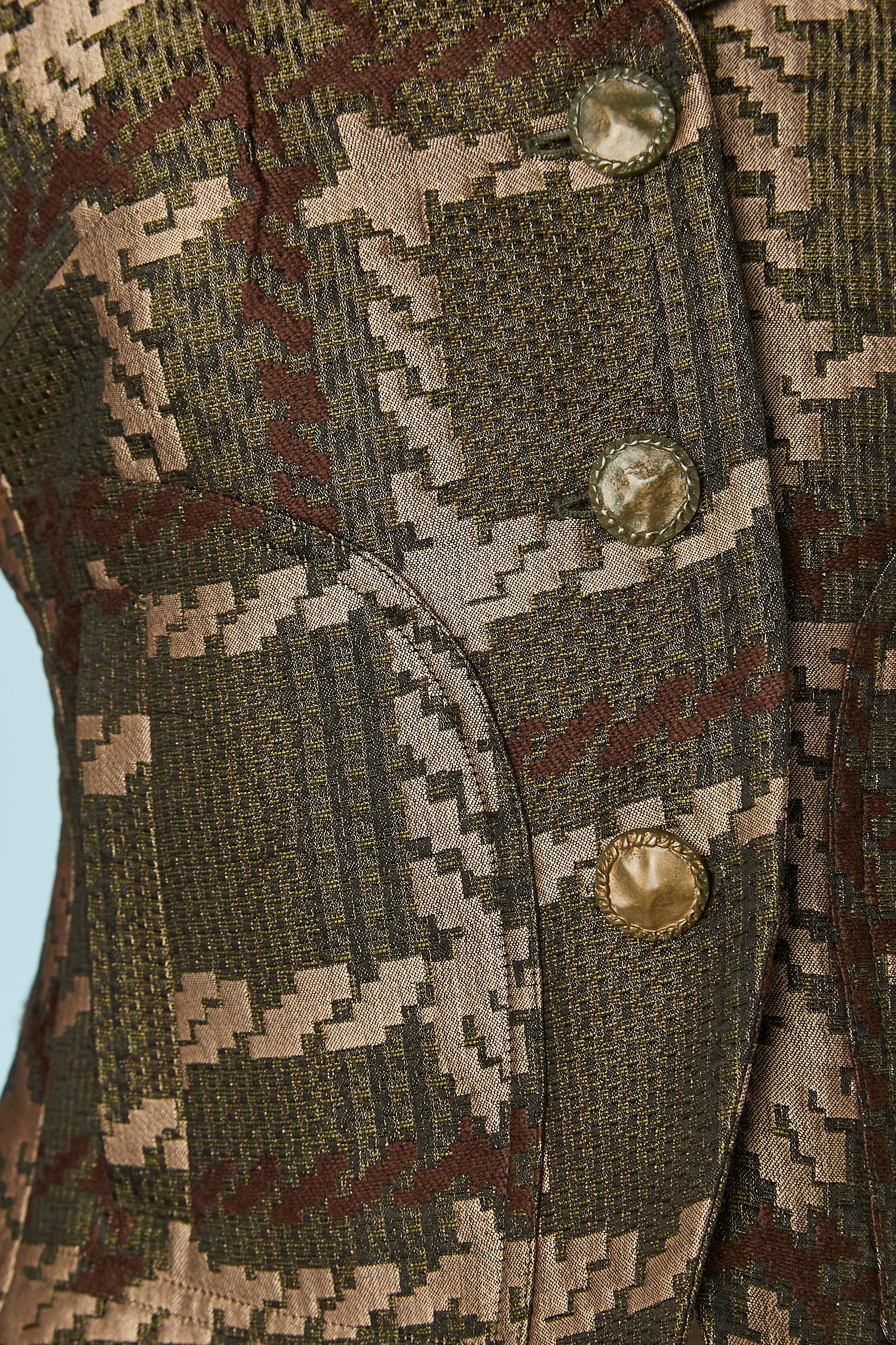 Black Single-breasted brown and kaki jacquard jacket Christian Lacroix Bazar  For Sale