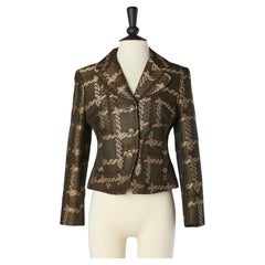 Vintage Single-breasted brown and kaki jacquard jacket Christian Lacroix Bazar 
