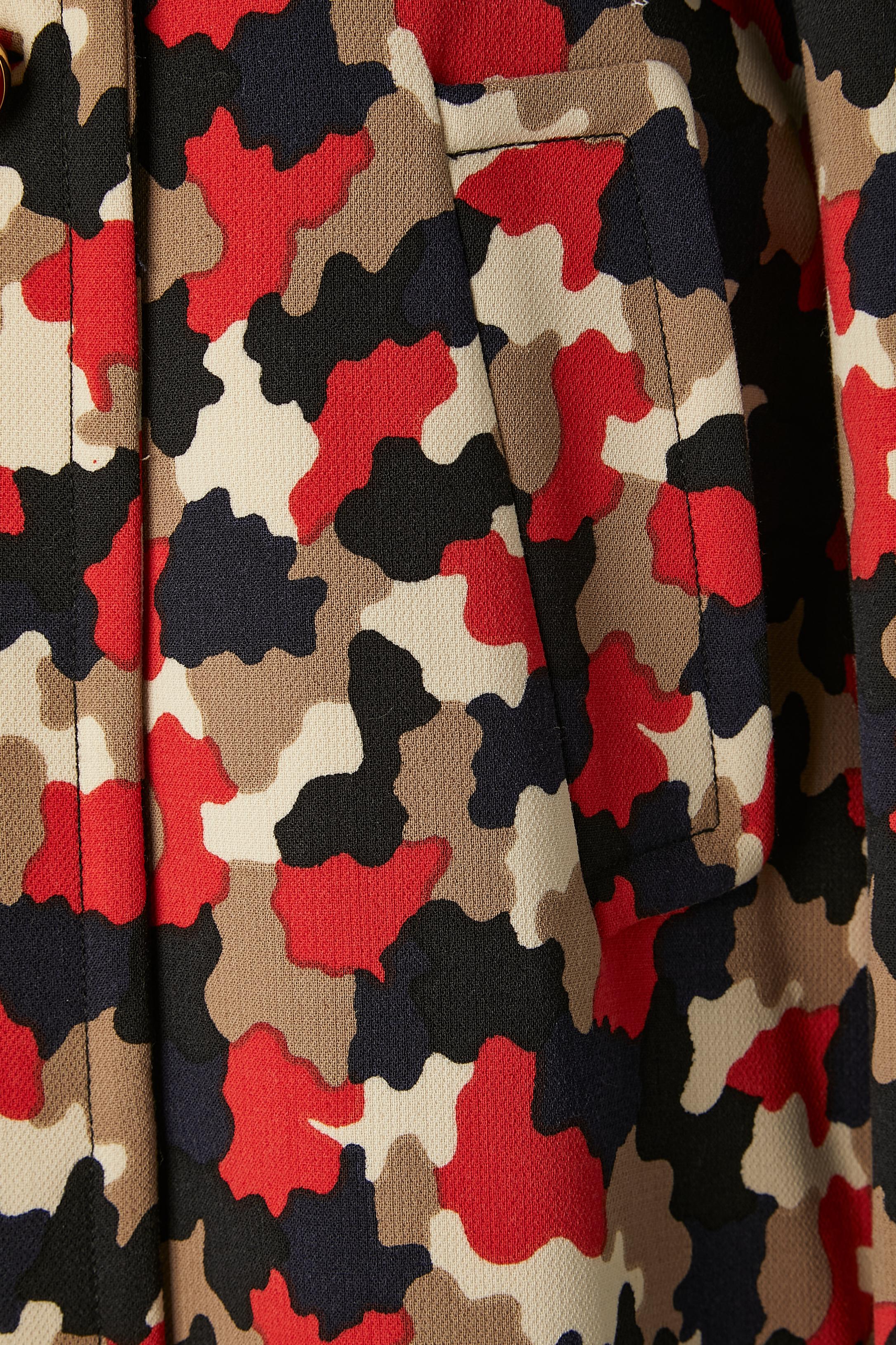 Pink Single breasted camouflage printed wool coat PRADA  For Sale