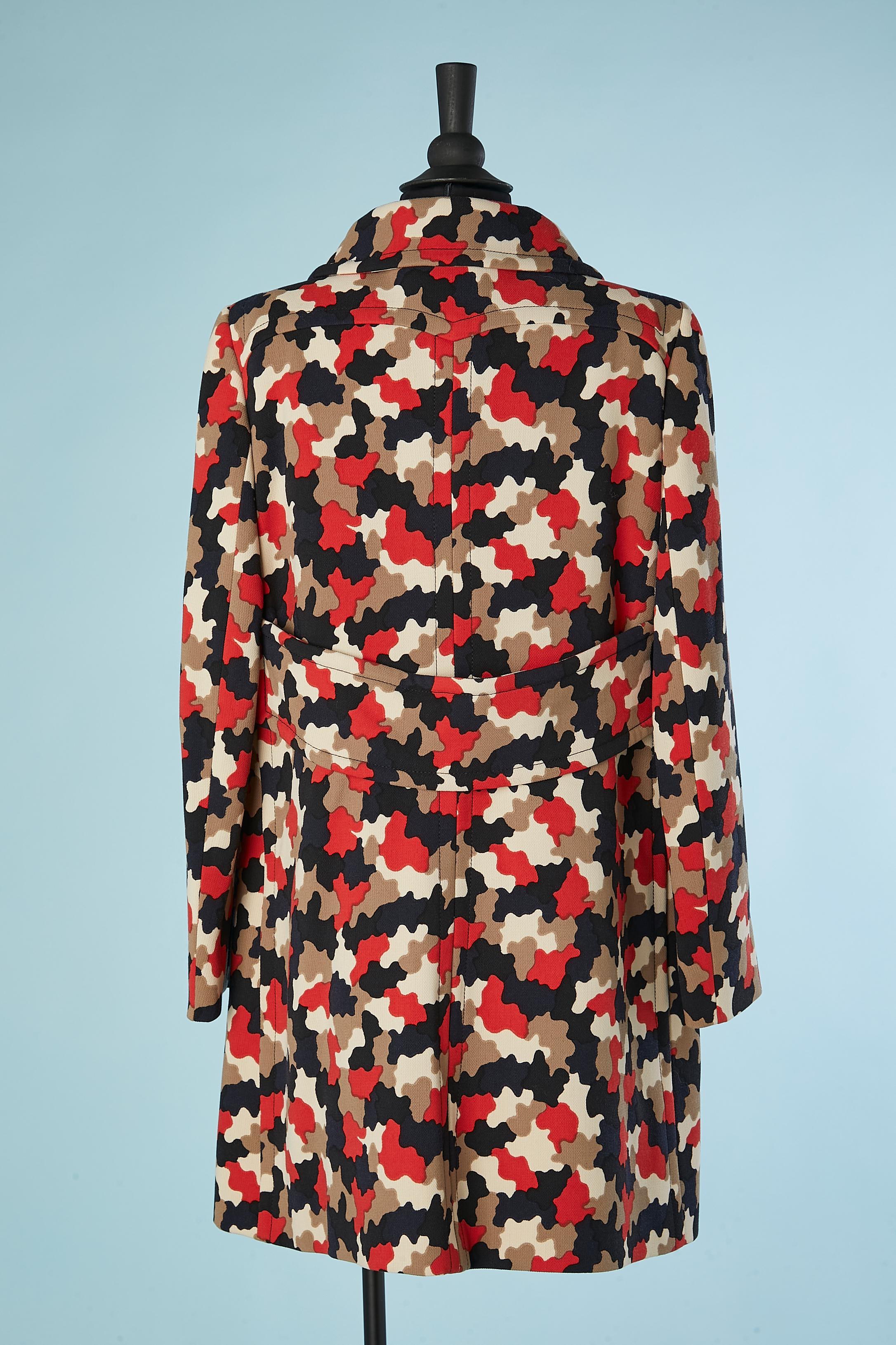 Women's Single breasted camouflage printed wool coat PRADA  For Sale