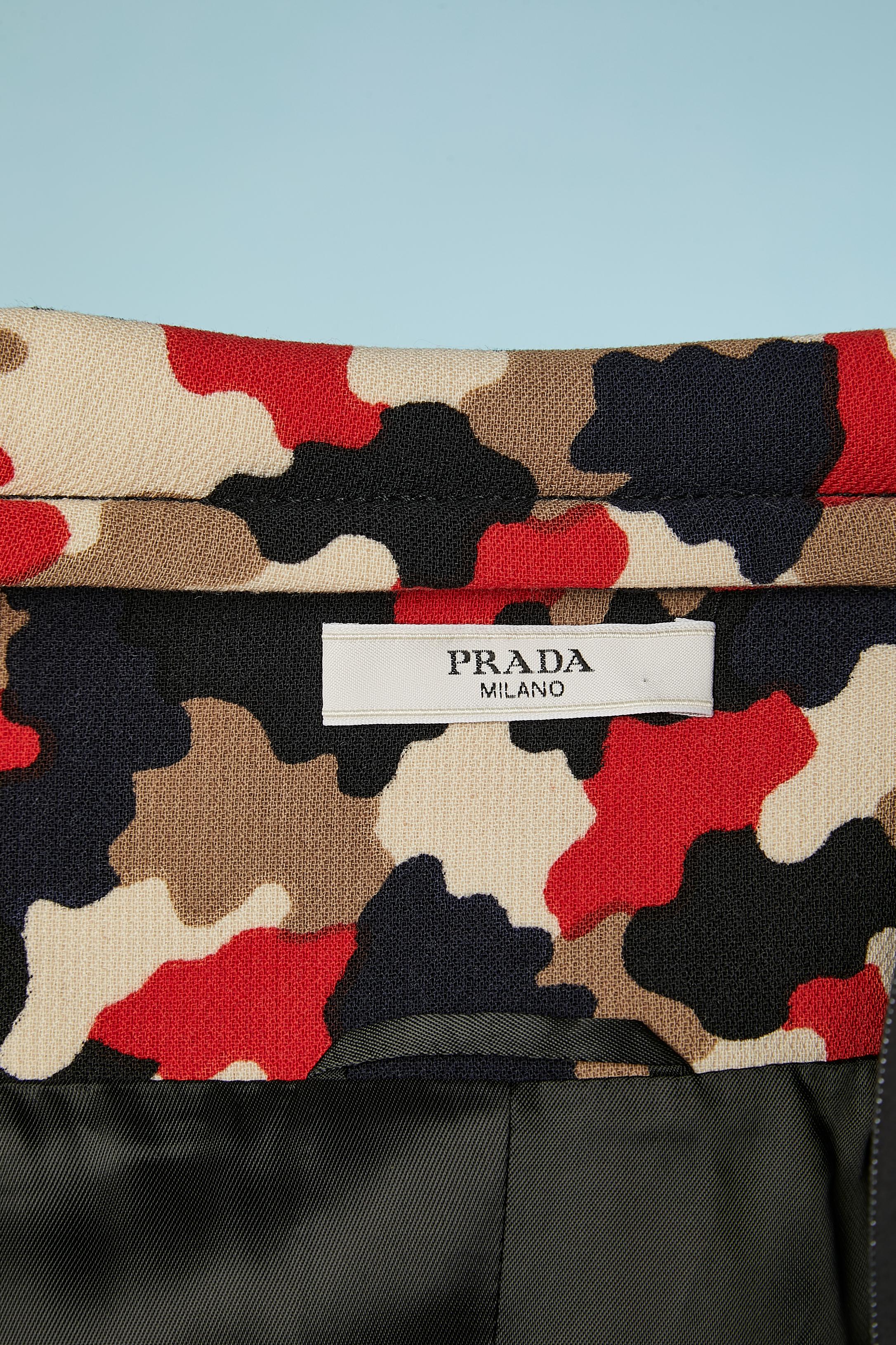 Single breasted camouflage printed wool coat PRADA  For Sale 2