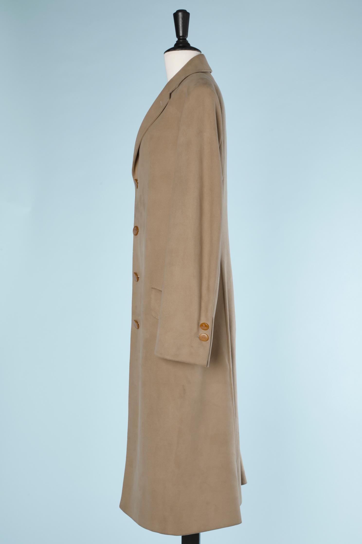 Single breasted coat in Suedine Vivienne  Westwood Men  For Sale 1