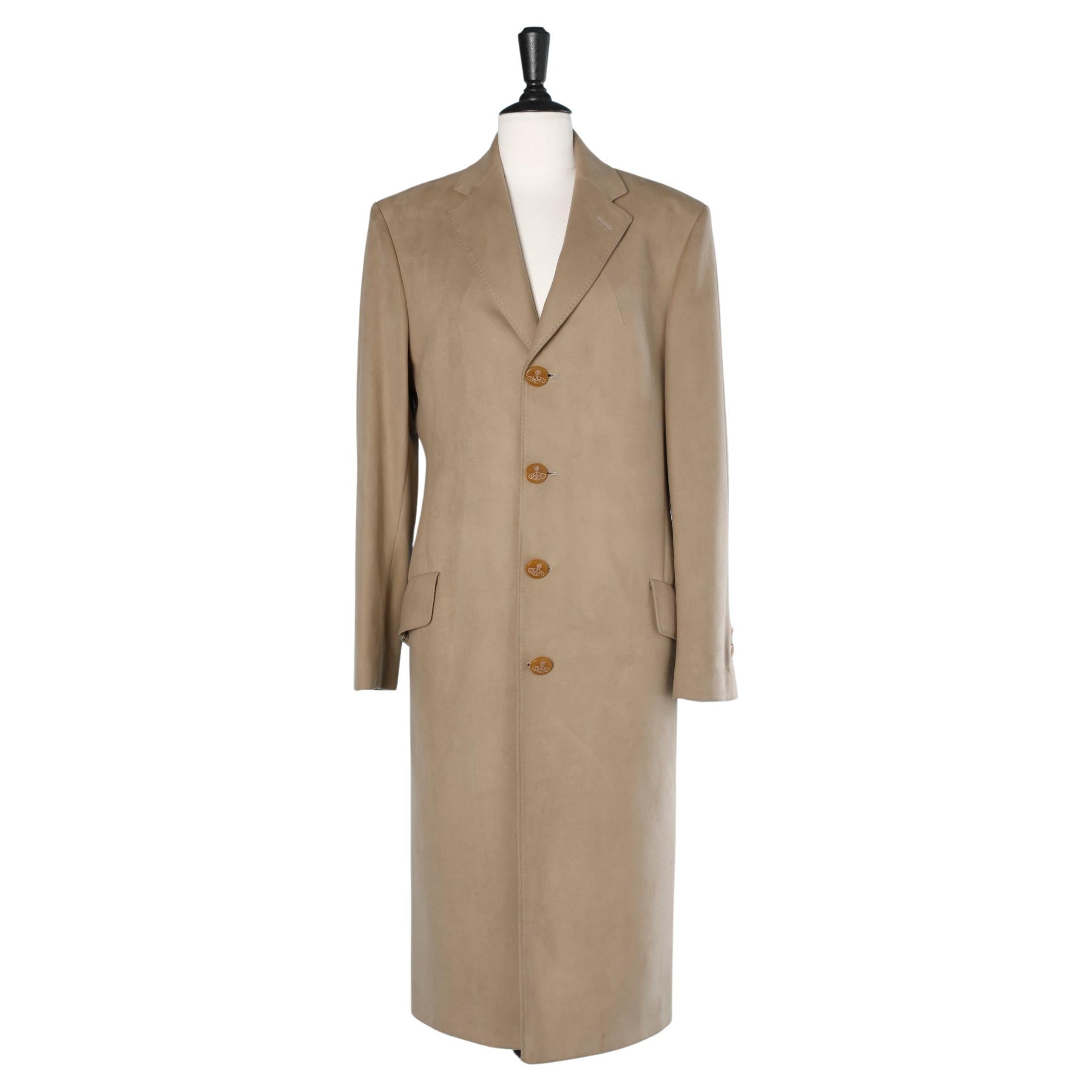 Single breasted coat in Suedine Vivienne  Westwood Men  For Sale