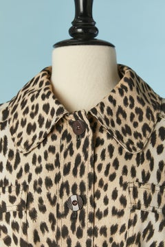 Single-breasted coat with leopard print and belt BLIZZAND Circa 1970's