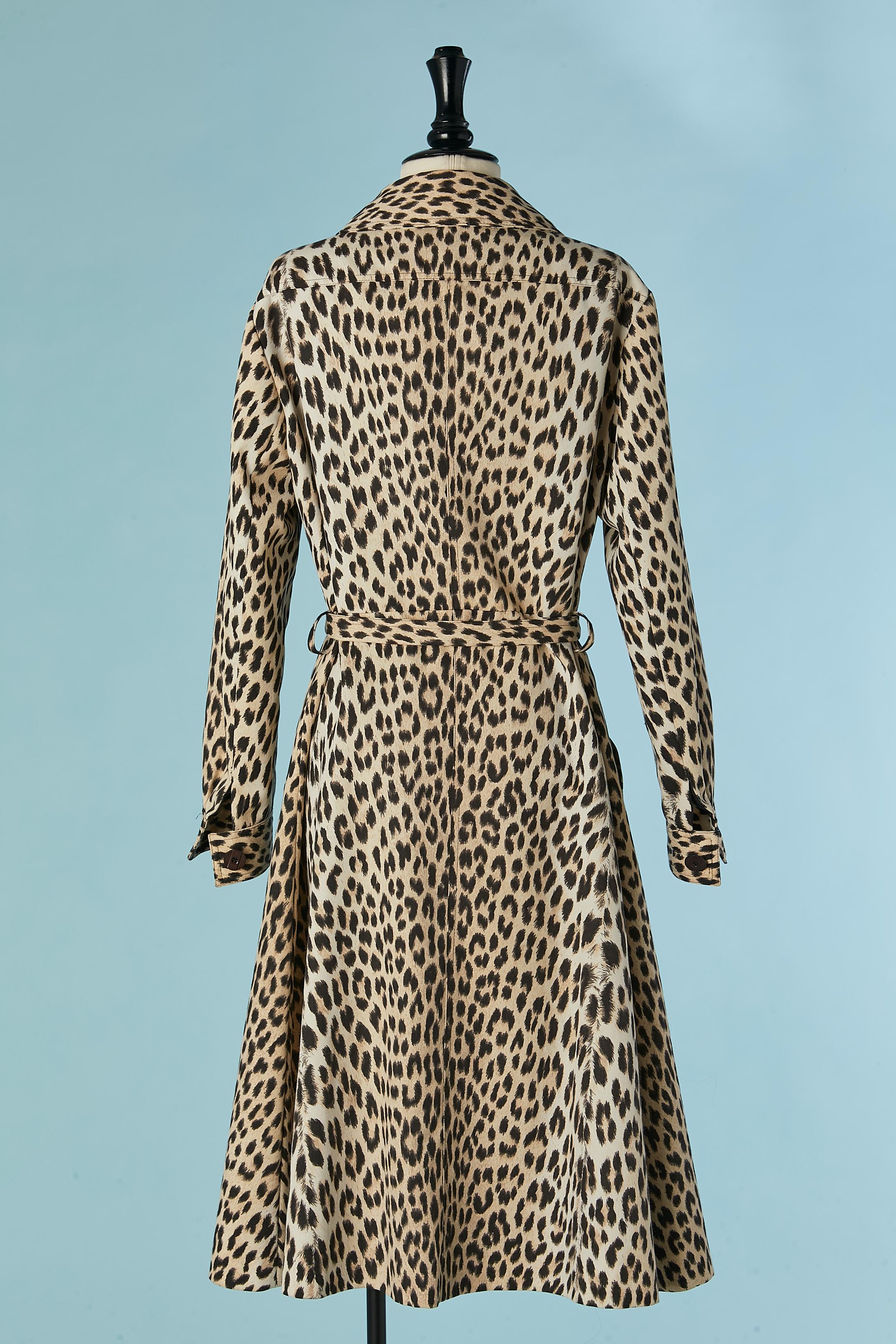 Donna Cappotto monopetto con stampa leopardata e cintura BLIZZAND Circa anni '70 in vendita