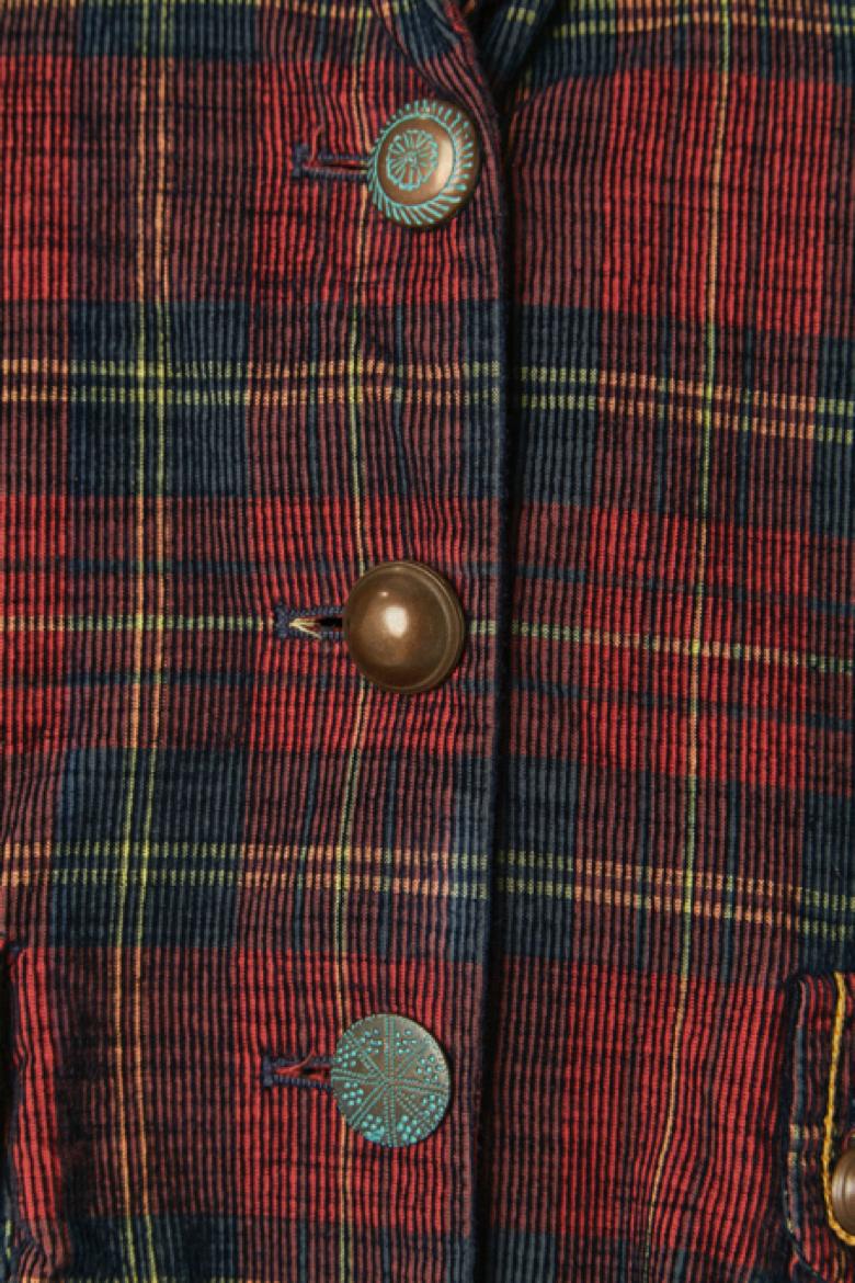 Black Single breasted Corduroy jacket with Tartan pattern MARITHÉ & FRANCOIS GIRBAUD For Sale