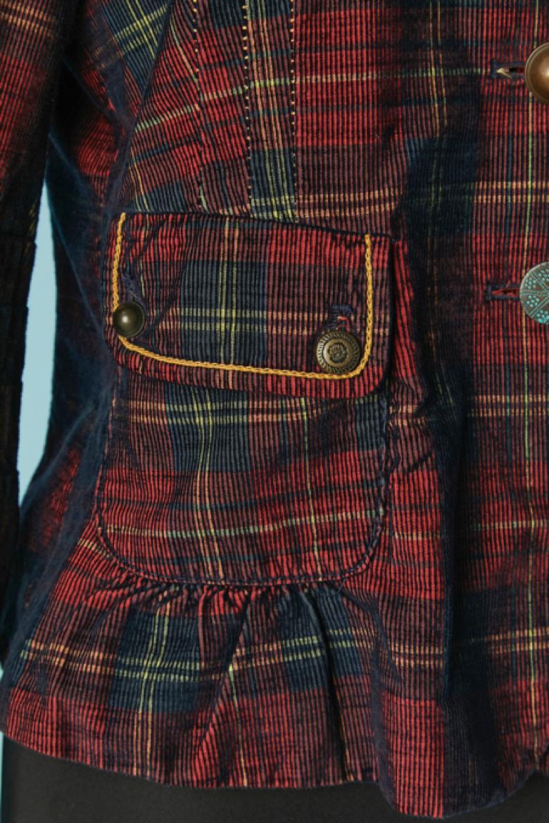 Women's Single breasted Corduroy jacket with Tartan pattern MARITHÉ & FRANCOIS GIRBAUD For Sale