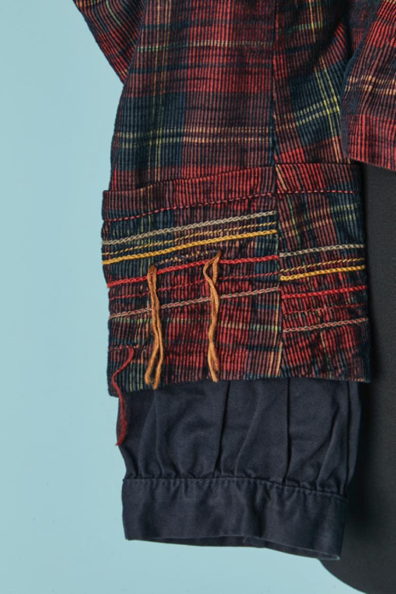 Single breasted Corduroy jacket with Tartan pattern MARITHÉ & FRANCOIS GIRBAUD For Sale 1