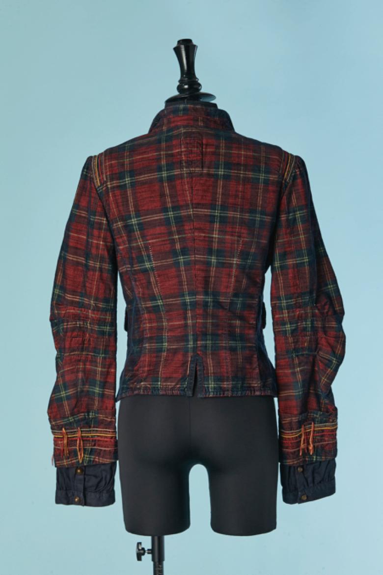Single breasted Corduroy jacket with Tartan pattern MARITHÉ & FRANCOIS GIRBAUD For Sale 3