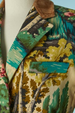 Single breasted cotton coat with tapestry pattern and suede collar PAUL SMITH