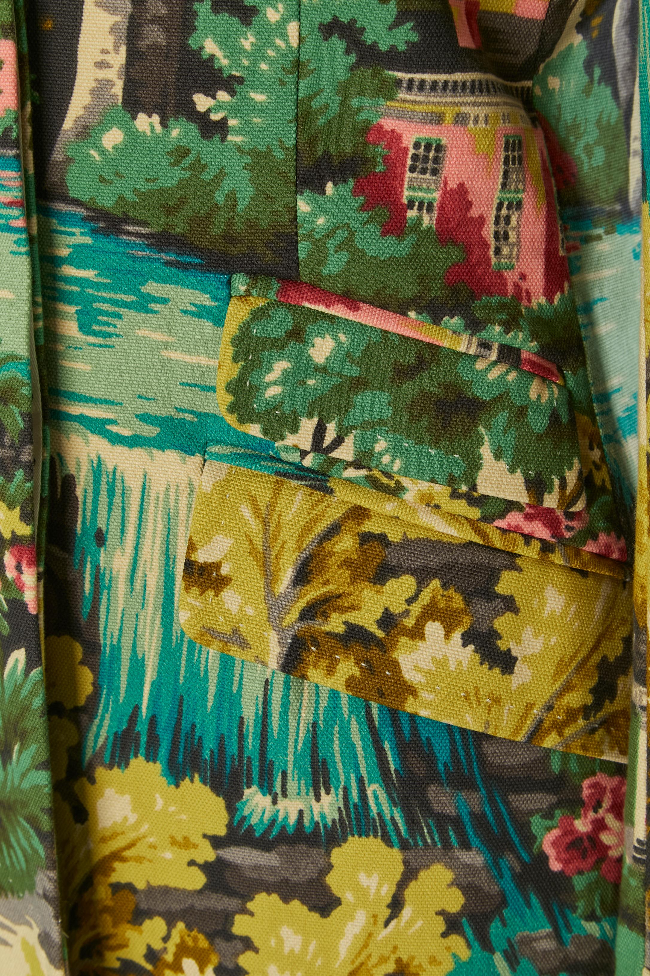 Abrigo de algodón de un solo pecho con estampado de tapicería y cuello de ante PAUL SMITH Gris en venta