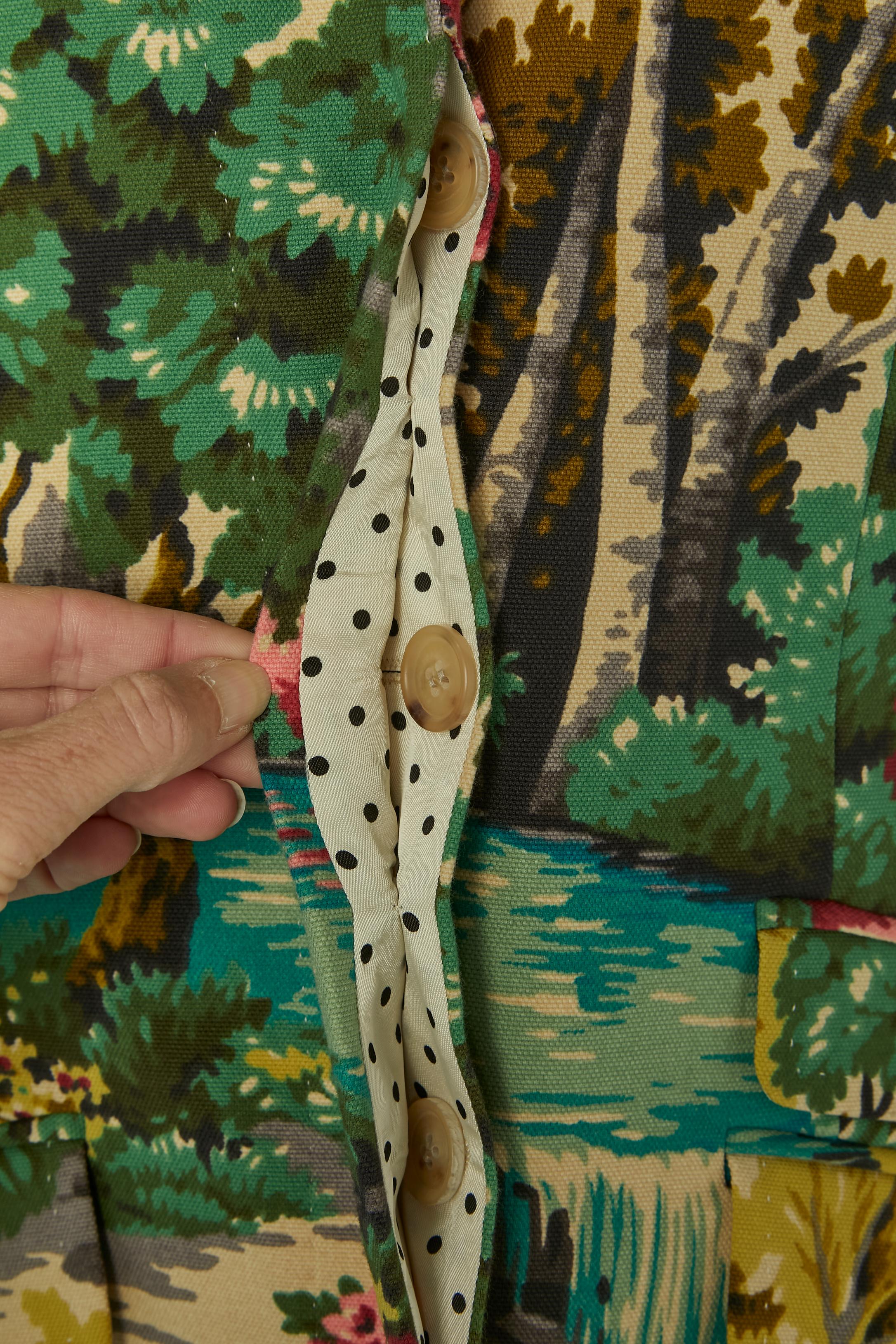 Abrigo de algodón de un solo pecho con estampado de tapicería y cuello de ante PAUL SMITH en venta 1