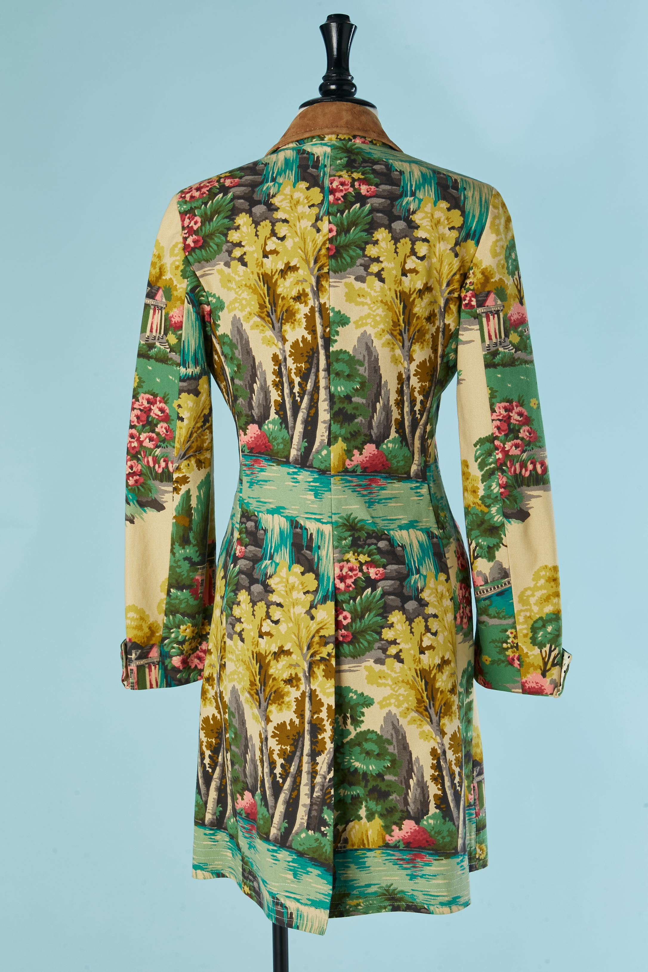 Abrigo de algodón de un solo pecho con estampado de tapicería y cuello de ante PAUL SMITH en venta 2