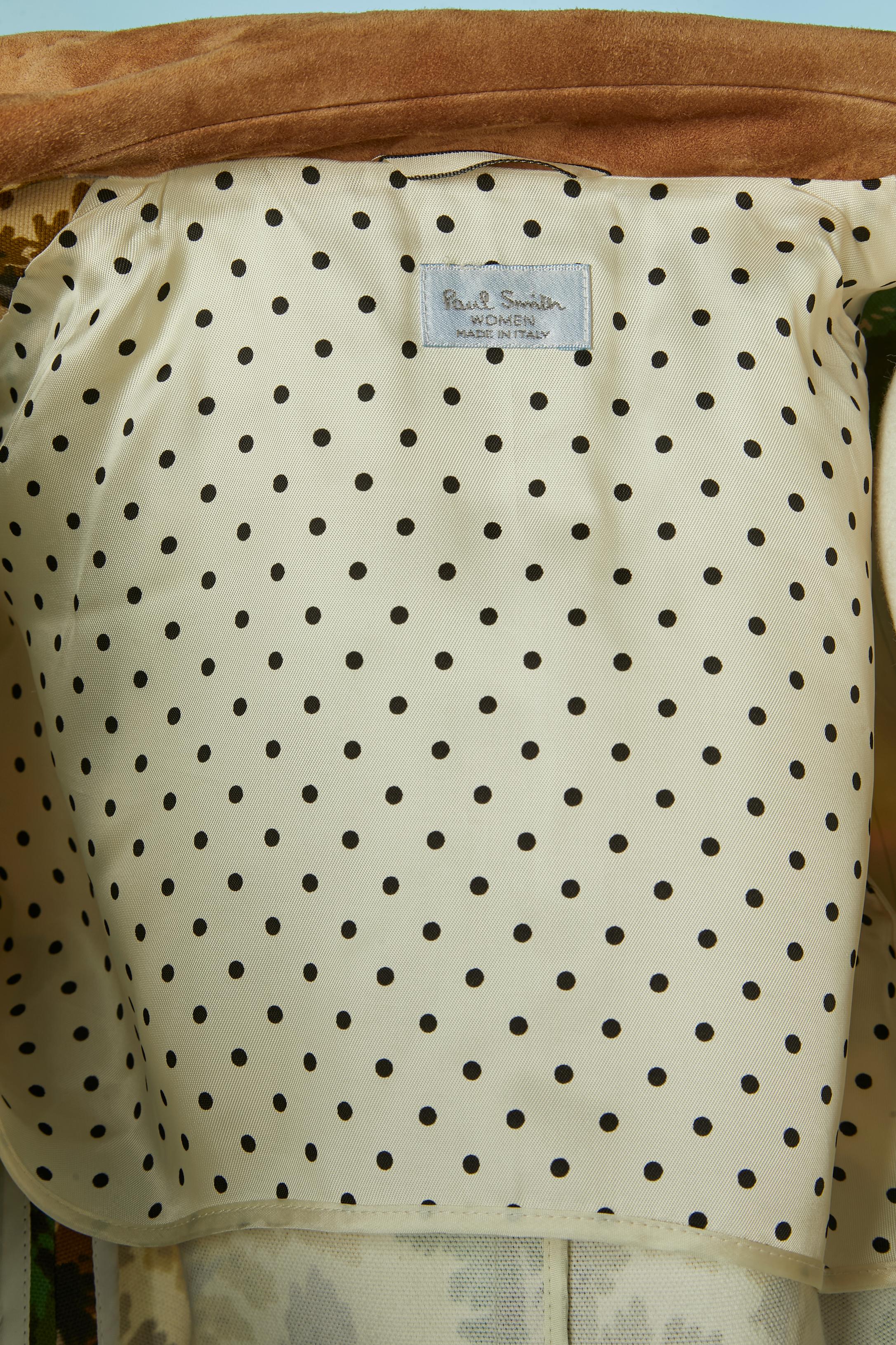 Abrigo de algodón de un solo pecho con estampado de tapicería y cuello de ante PAUL SMITH en venta 3