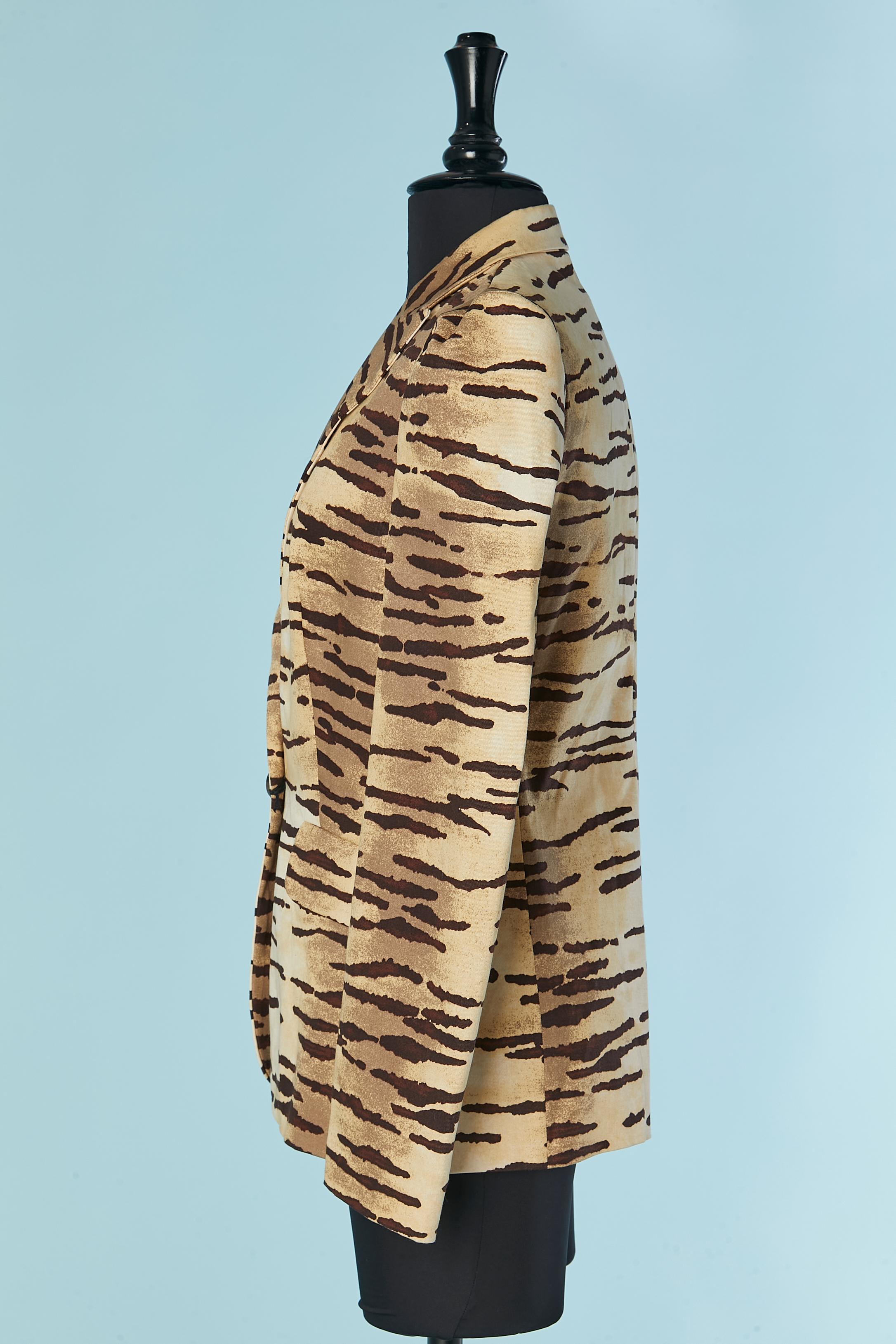 Single breasted cotton jacket with tiger print LOVE MOSCHINO New with tag For Sale 1