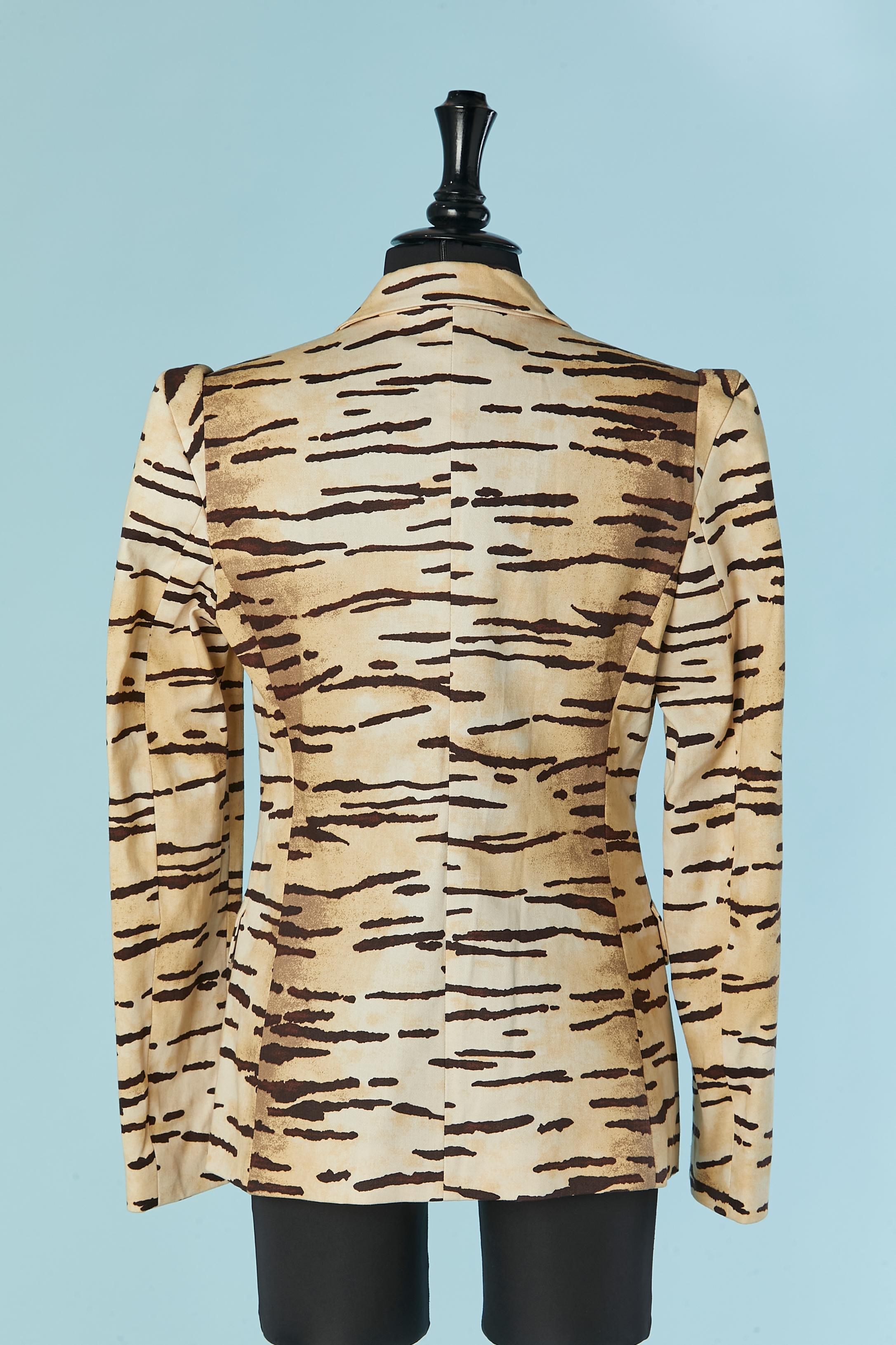 Single breasted cotton jacket with tiger print LOVE MOSCHINO New with tag For Sale 2