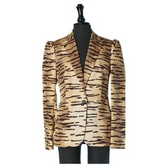 Single breasted cotton jacket with tiger print LOVE MOSCHINO New with tag