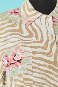 Single breasted cotton jacket with zebra and flower prints Kenzo Jeans
