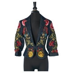 Single breasted denim jacket with flower embroideries CHRISTIAN LACROIX
