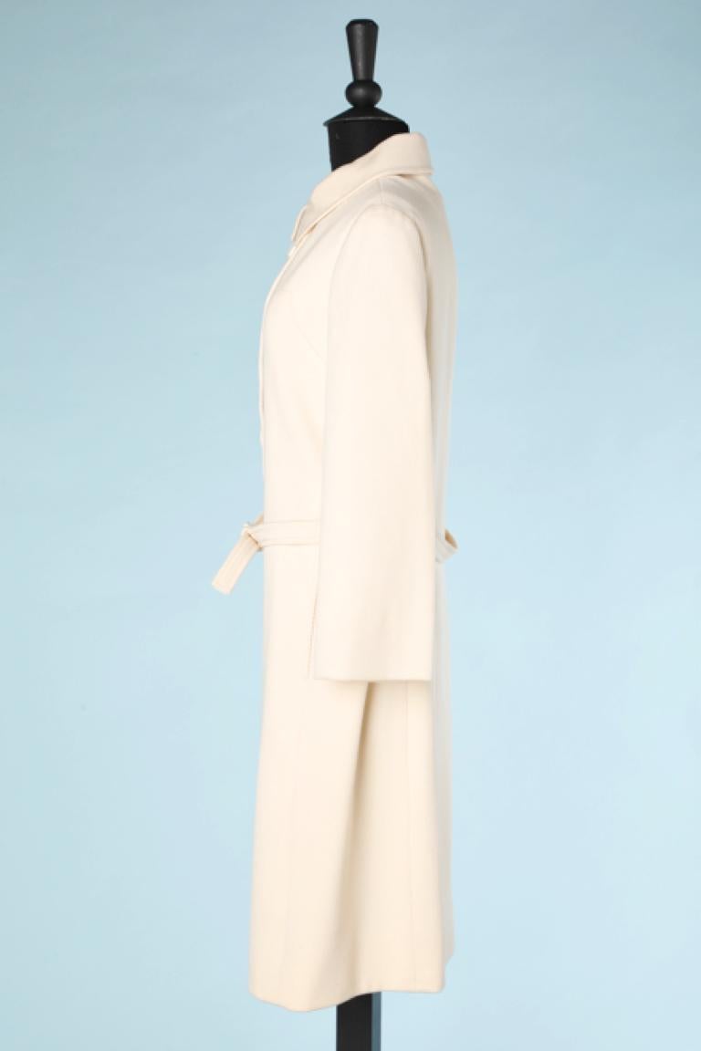 Single breasted ivory wool coat with belt Chloé  In Good Condition For Sale In Saint-Ouen-Sur-Seine, FR