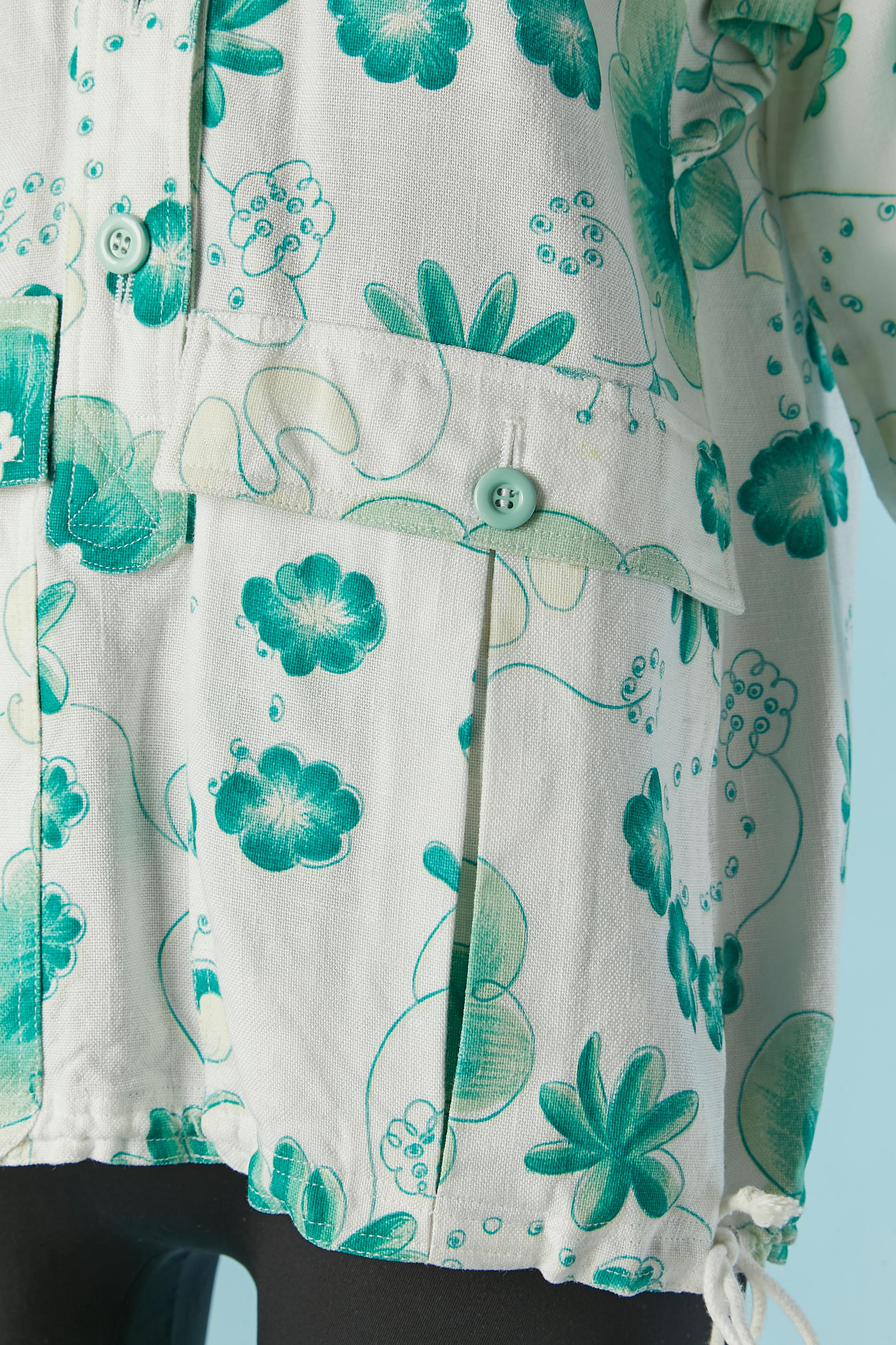 Single breasted jacket with flower print COURREGES In Excellent Condition For Sale In Saint-Ouen-Sur-Seine, FR