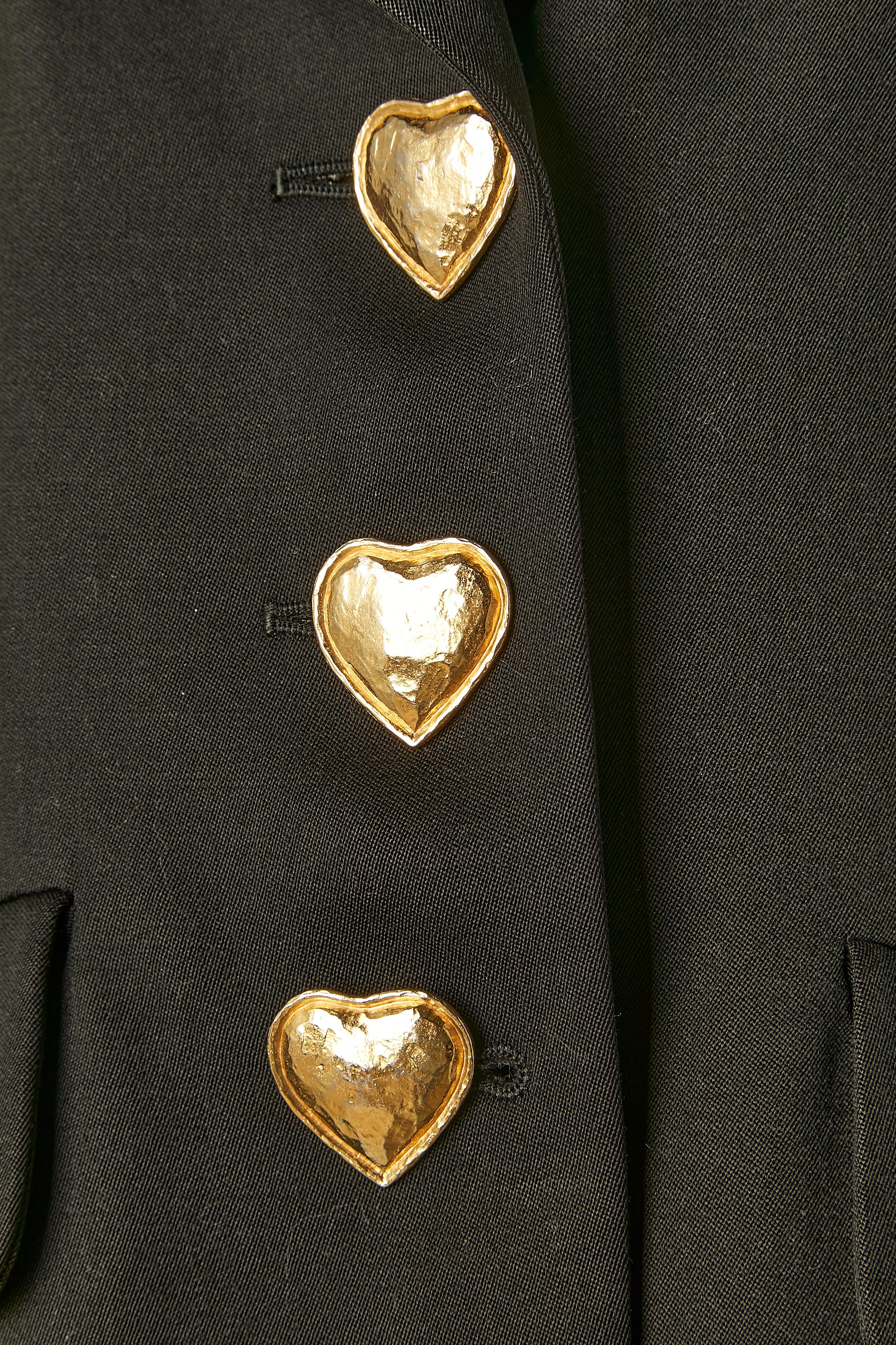 Single breasted jacket with heart buttons Yves Saint Laurent Variation FW 1994 In Excellent Condition For Sale In Saint-Ouen-Sur-Seine, FR