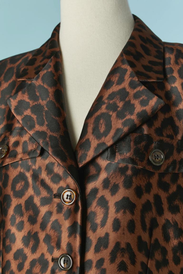 Noir Veste croisée avec imprimé léopard Yves Saint Laurent en vente