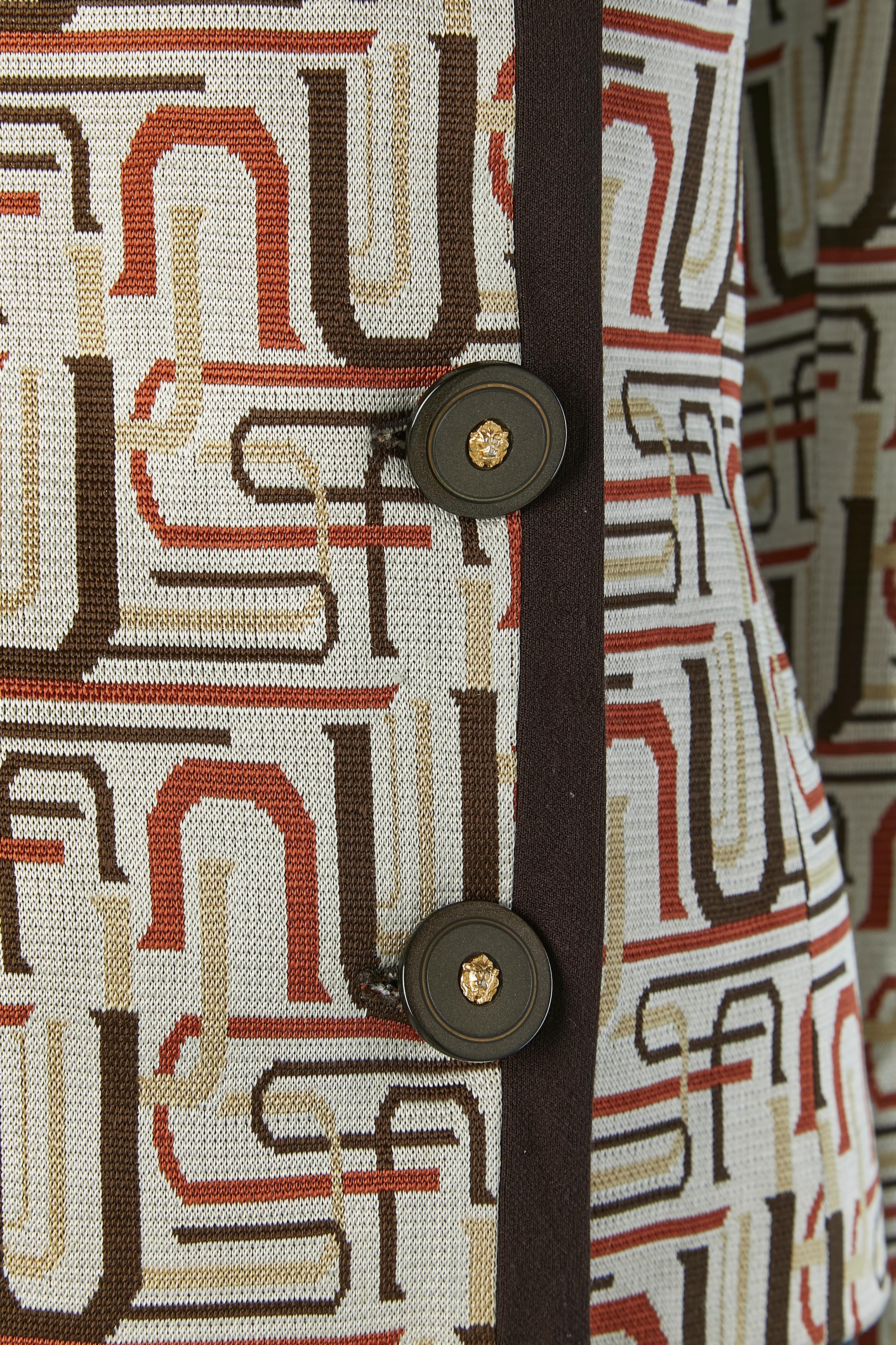 Brown Single breasted jacket with letter jacquard pattern VERSUS Gianni Versace For Sale