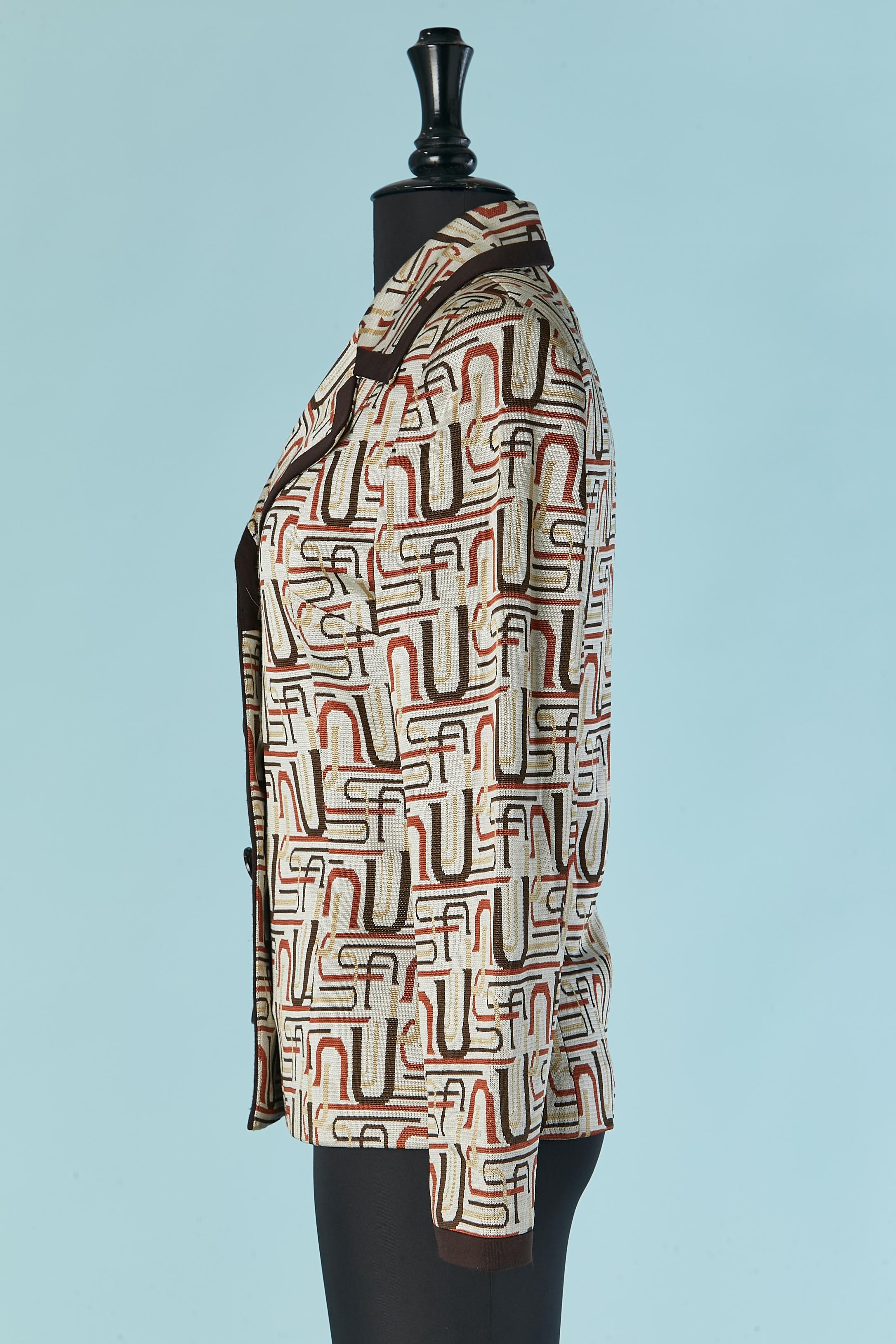 Single breasted jacket with letter jacquard pattern VERSUS Gianni Versace In Excellent Condition For Sale In Saint-Ouen-Sur-Seine, FR