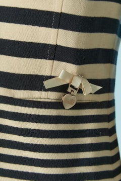 Single breasted jacket with navy and off-white striped LOVE MOSCHINO