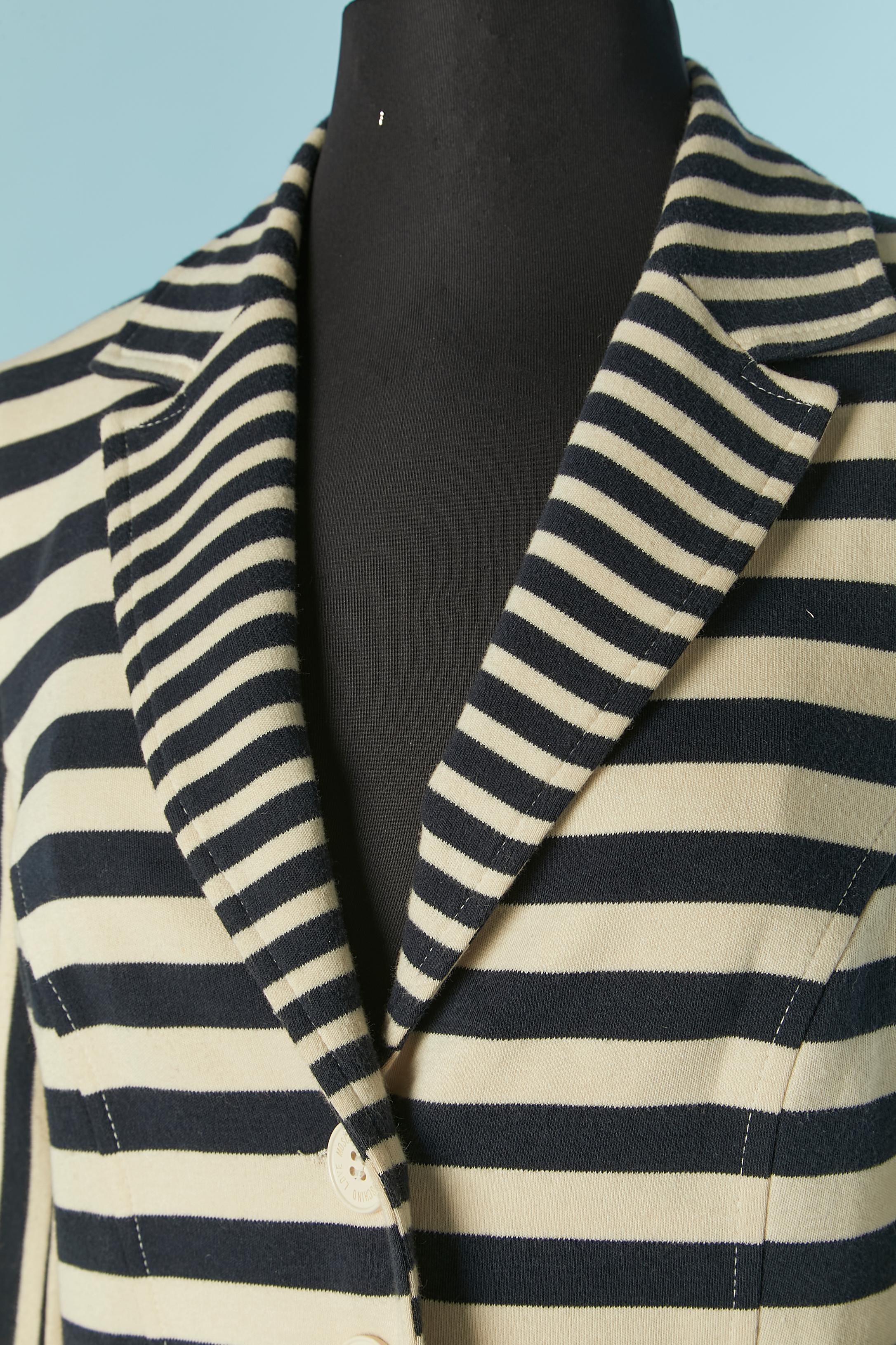 Black Single breasted jacket with navy and off-white striped LOVE MOSCHINO For Sale