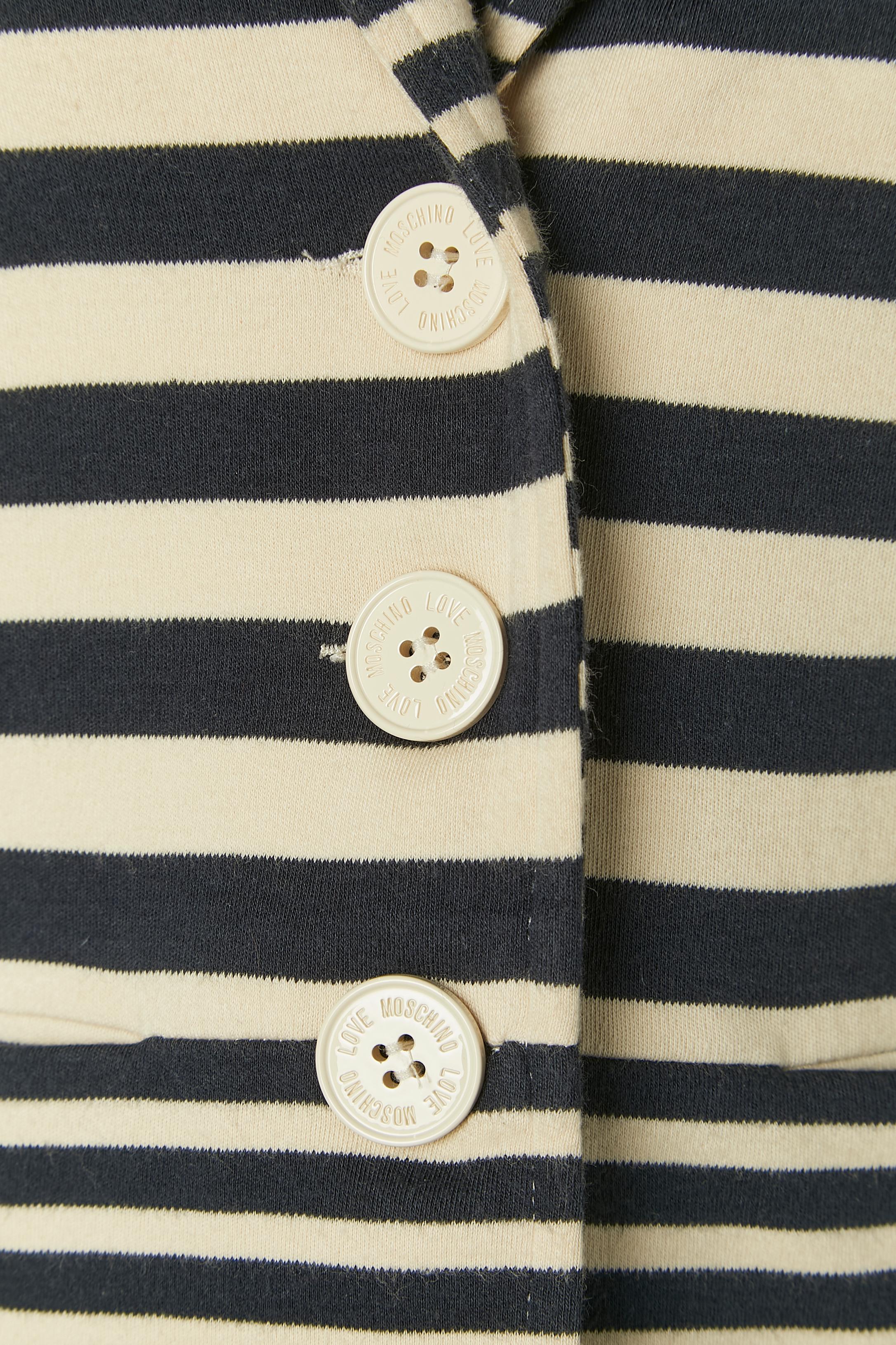 Single breasted jacket with navy and off-white striped LOVE MOSCHINO In Excellent Condition For Sale In Saint-Ouen-Sur-Seine, FR