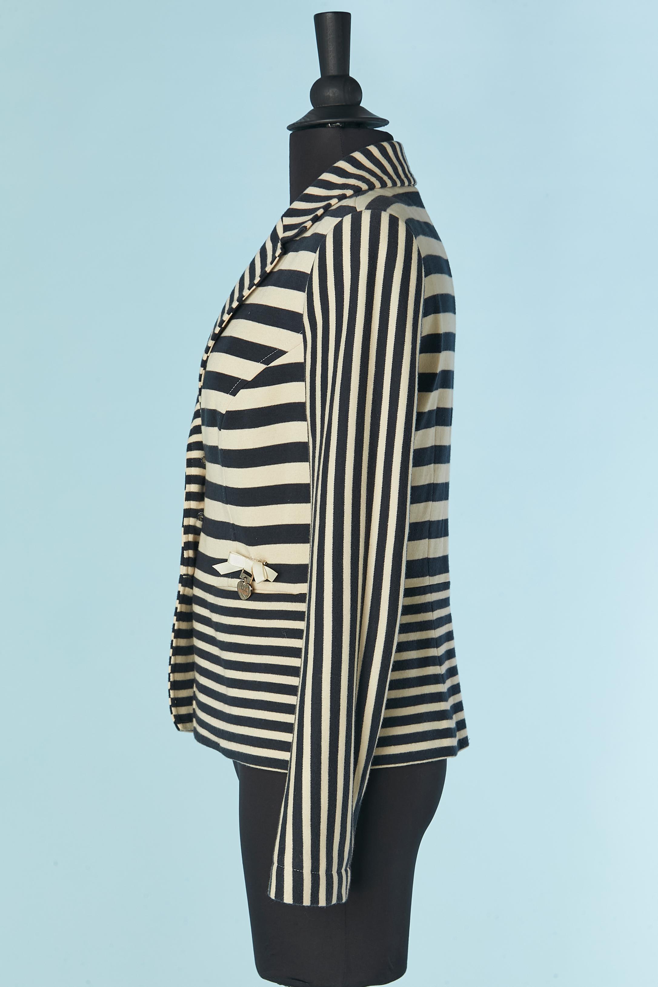 Women's Single breasted jacket with navy and off-white striped LOVE MOSCHINO For Sale