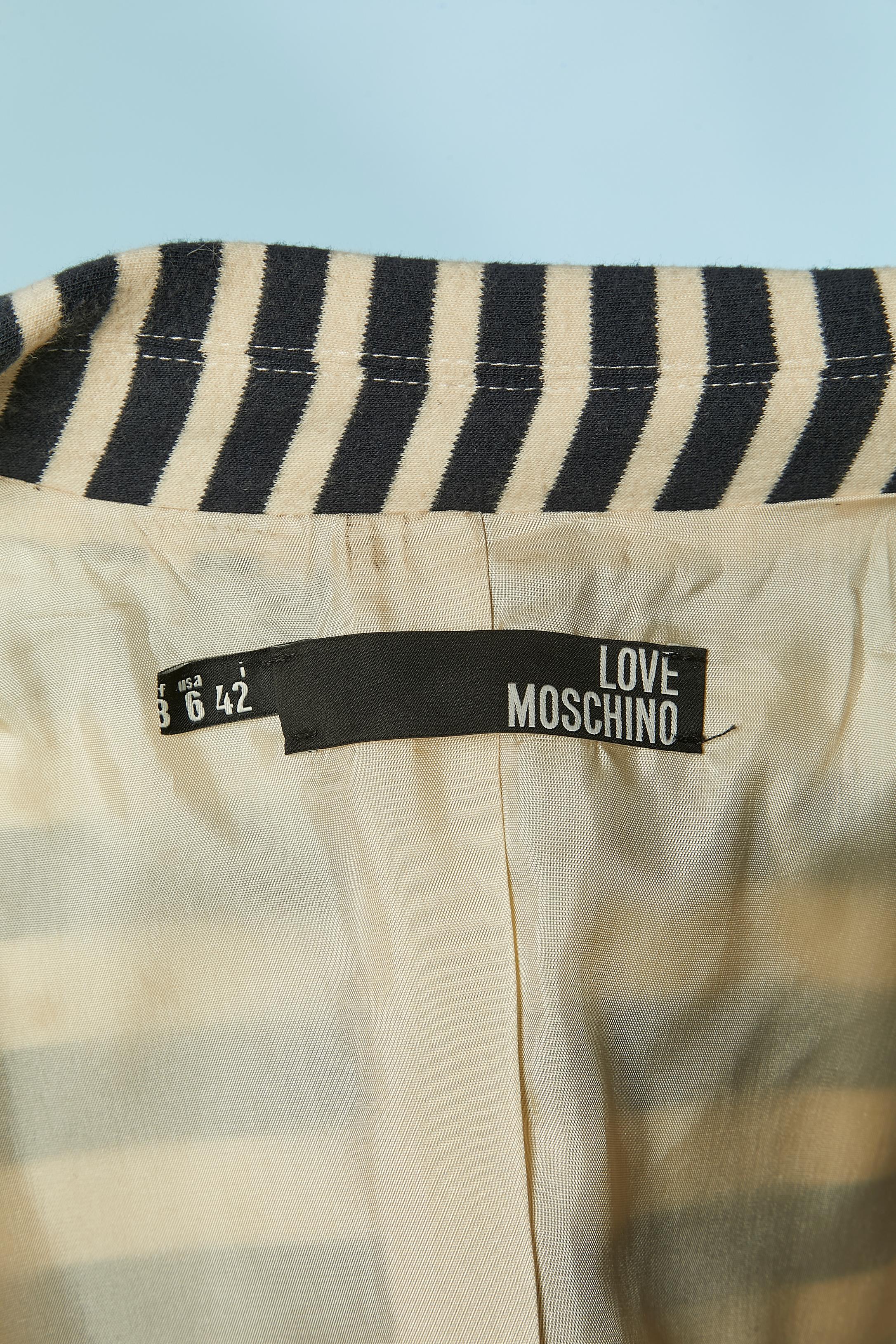 Single breasted jacket with navy and off-white striped LOVE MOSCHINO For Sale 2