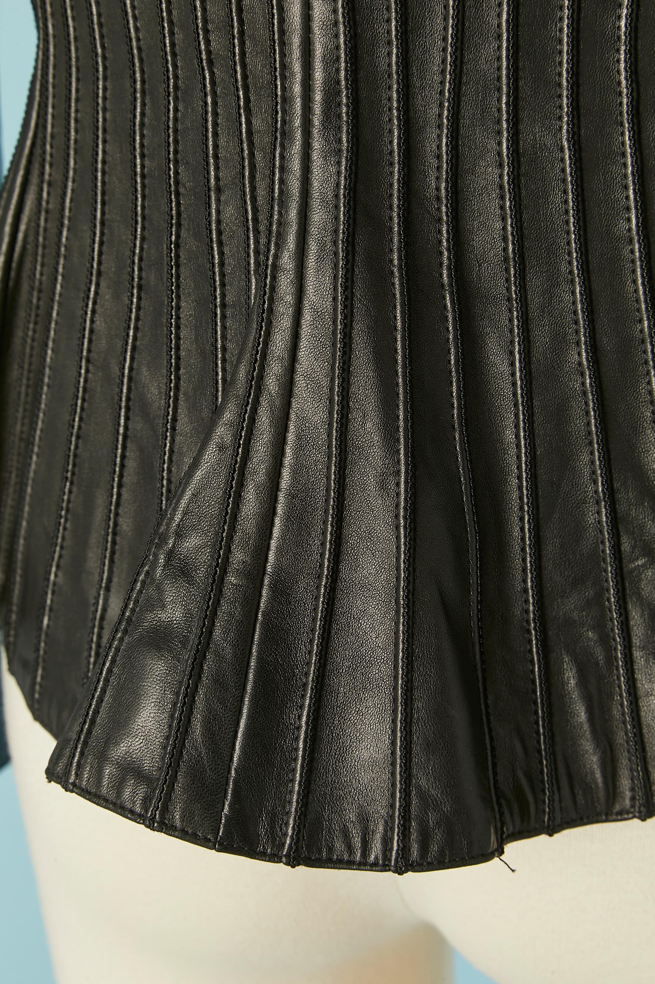 Single breasted leather jacket with top-stitching Claude Montana pour Ideal Cuir 1