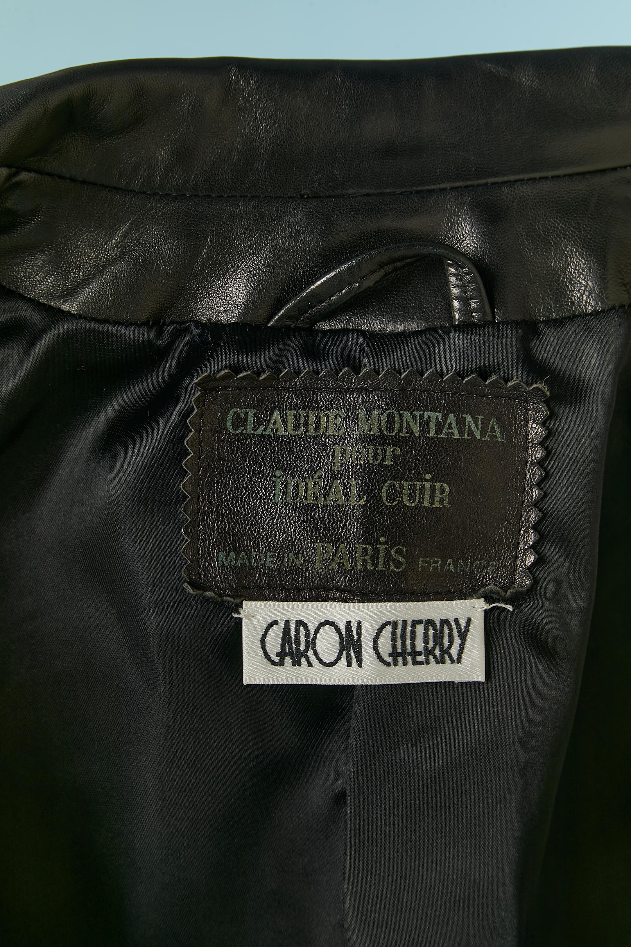 Single breasted leather jacket with top-stitching Claude Montana pour Ideal Cuir 2