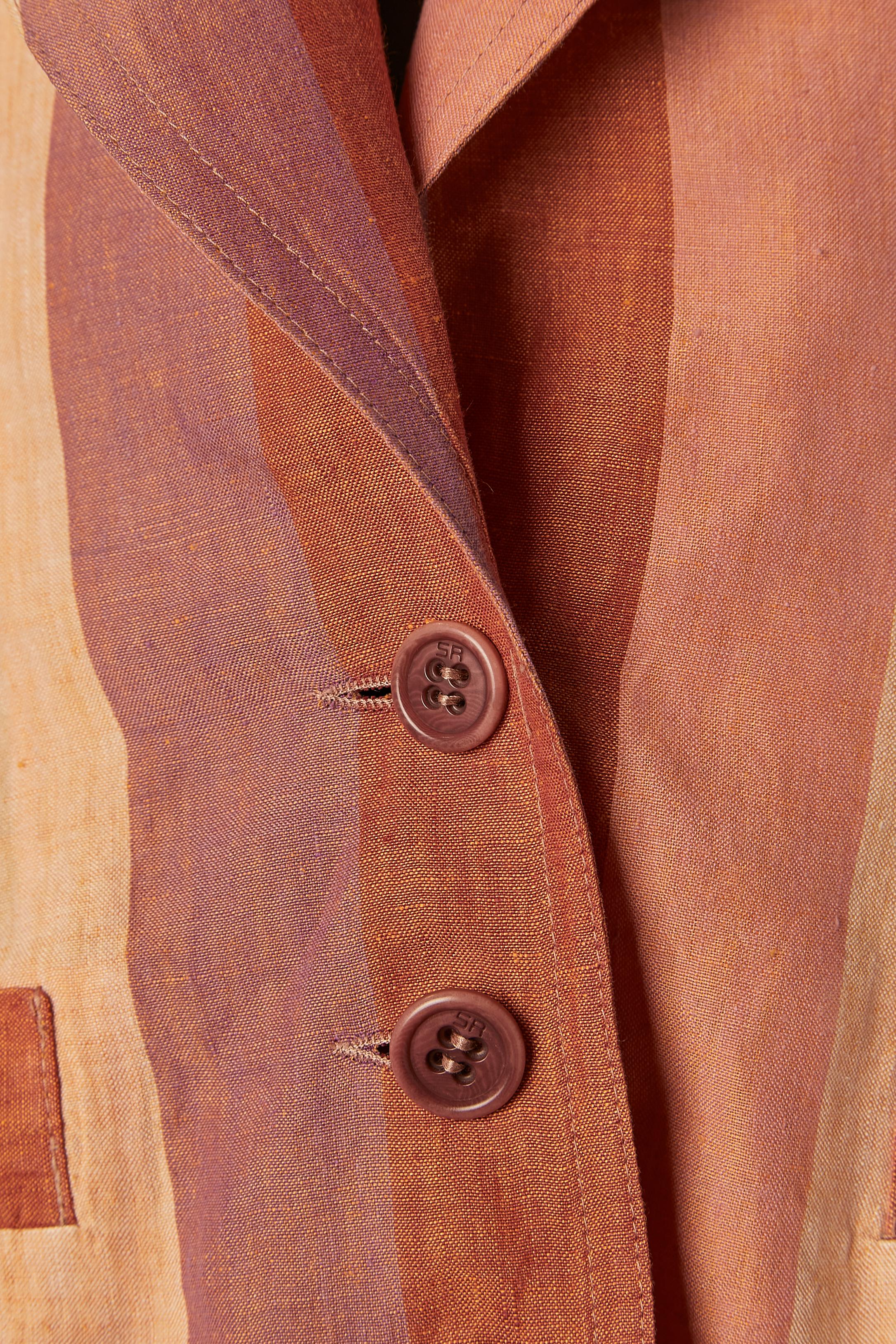 Veste en lin à simple boutonnage, motif rayé Sonia Rykiel  Excellent état - En vente à Saint-Ouen-Sur-Seine, FR