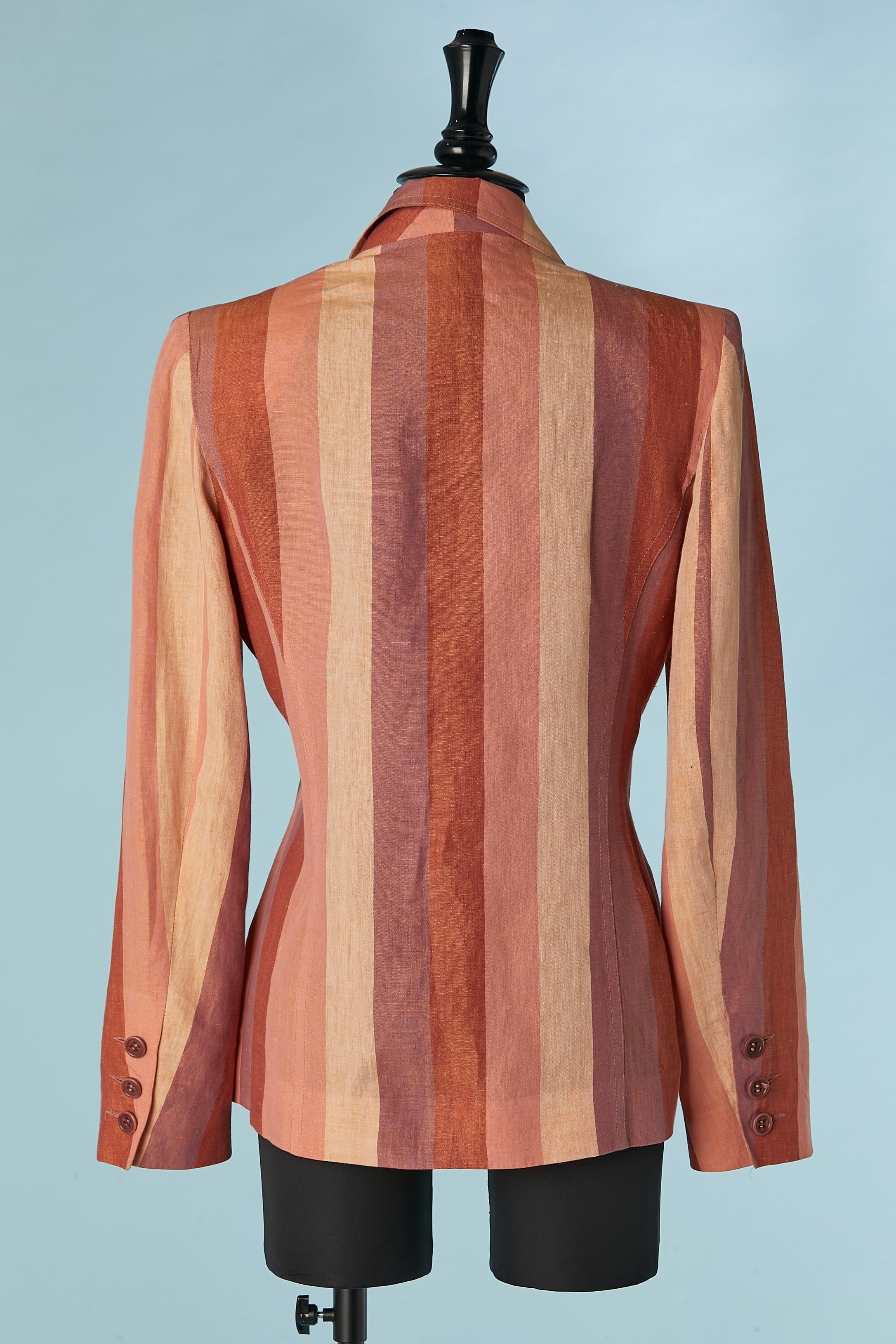 Single breasted linen jacket with striped pattern Sonia Rykiel  For Sale 2