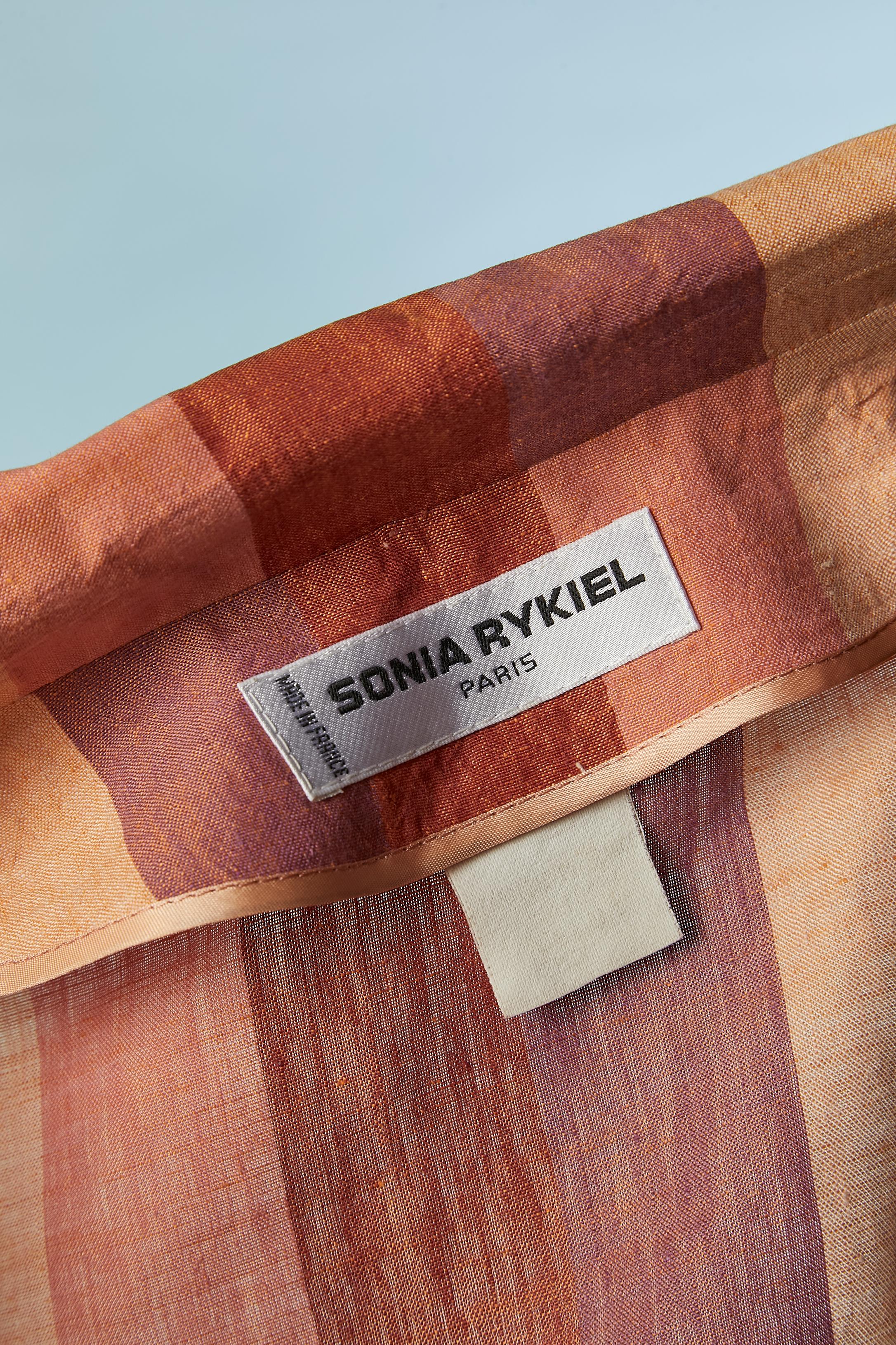Veste en lin à simple boutonnage, motif rayé Sonia Rykiel  en vente 3