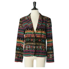 Single-breasted multicolor printed velvet jacket Moschino Jeans 