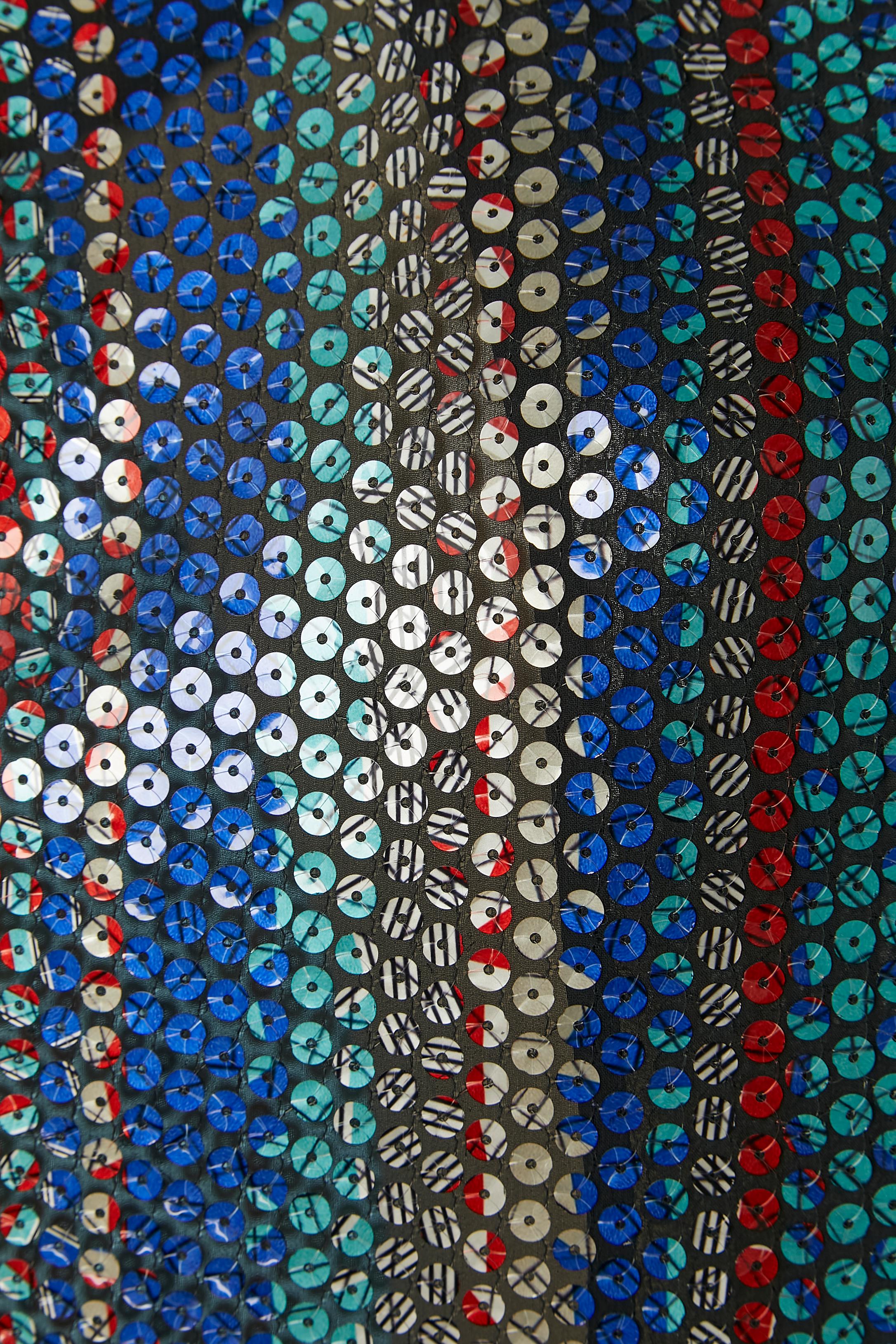 Noir Veste de soirée en paillettes multicolores KRIZIA Circa 1980's en vente