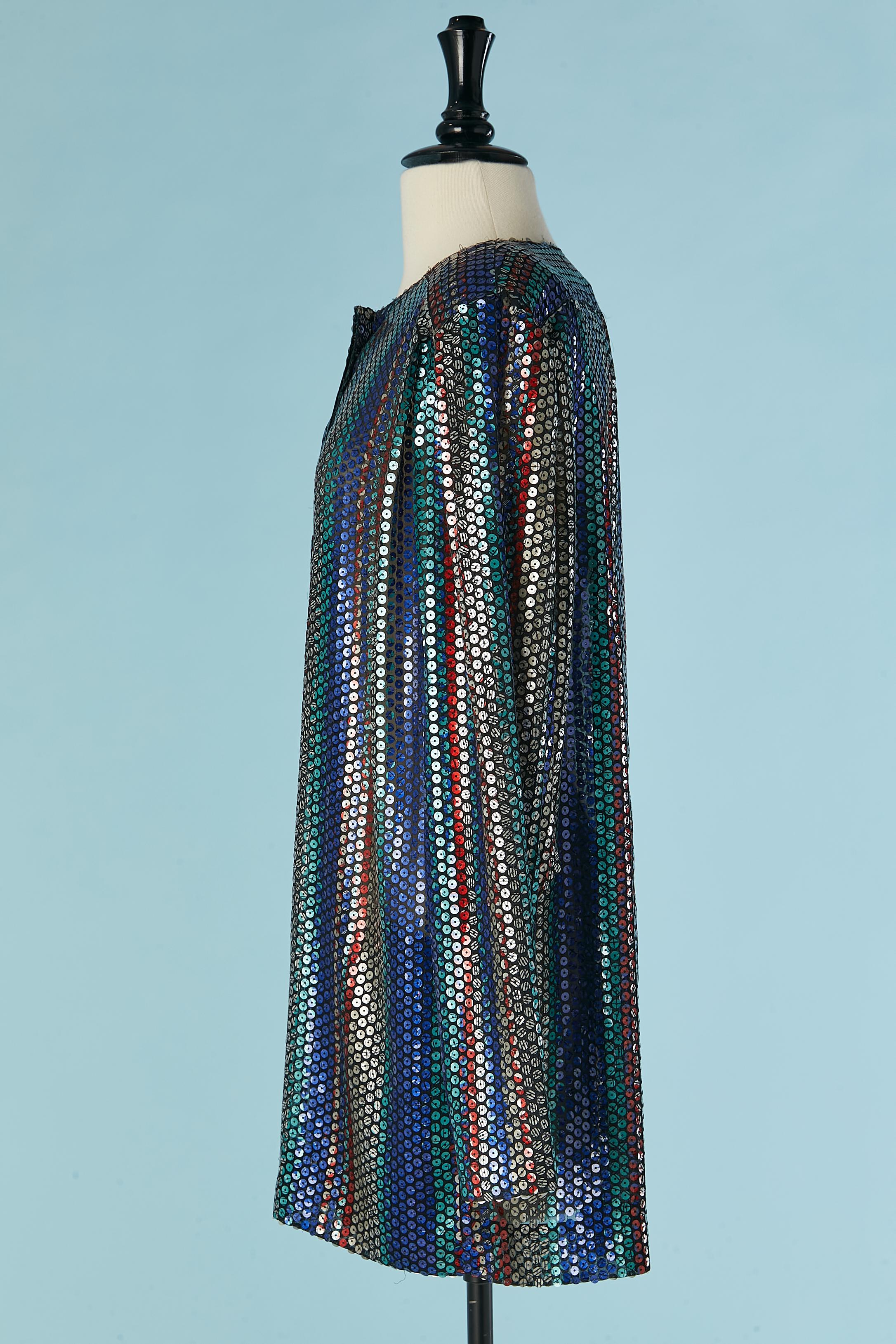 Veste de soirée en paillettes multicolores KRIZIA Circa 1980's Excellent état - En vente à Saint-Ouen-Sur-Seine, FR