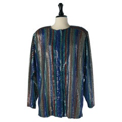 Einreihige mehrfarbige Abendjacke mit Pailletten KRIZIA ca. 1980er Jahre