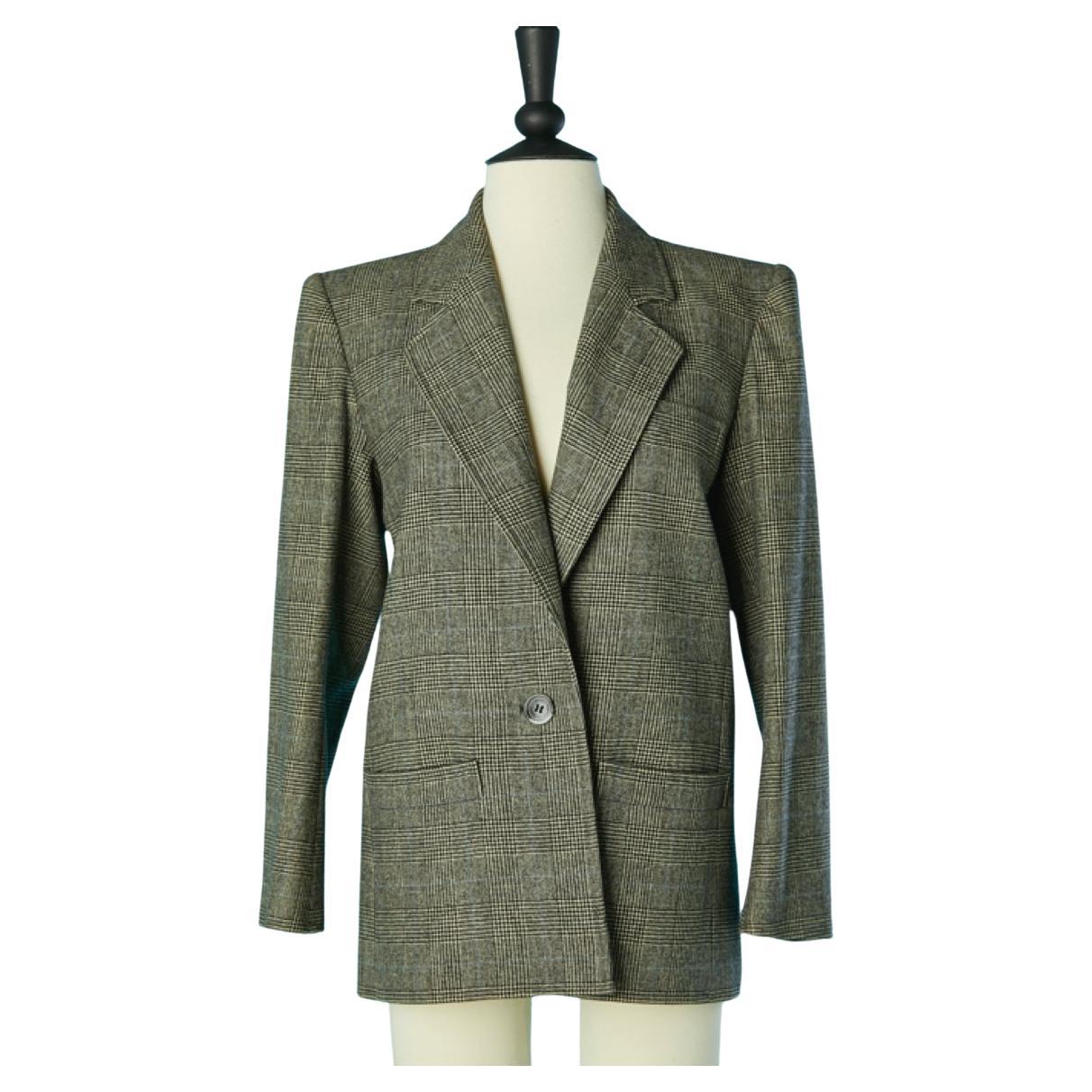 Single breasted Prince de Galles's pattern jacket Saint Laurent Rive Gauche  For Sale